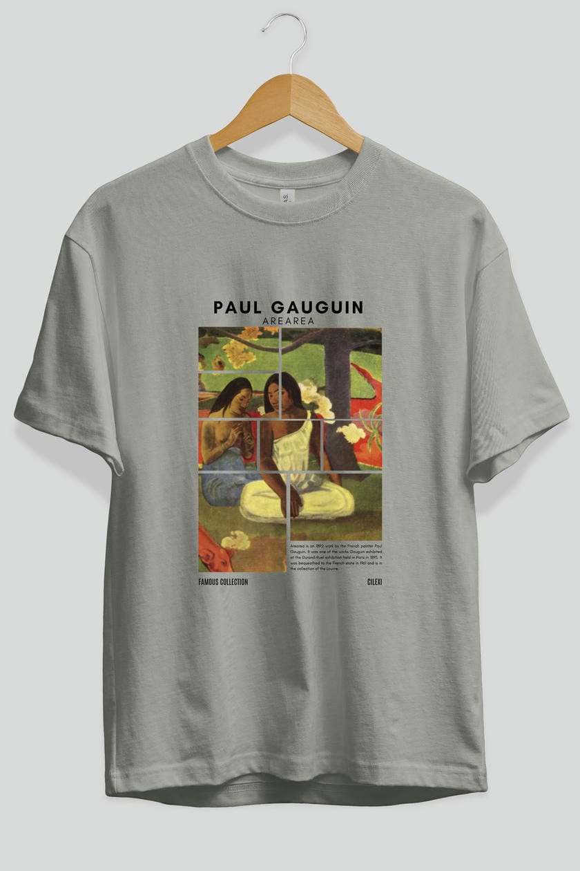 Paul Gauguin Arearea ön Baskılı Oversize t-shirt Erkek Kadın Bisiklet Yaka Pamuk tişort