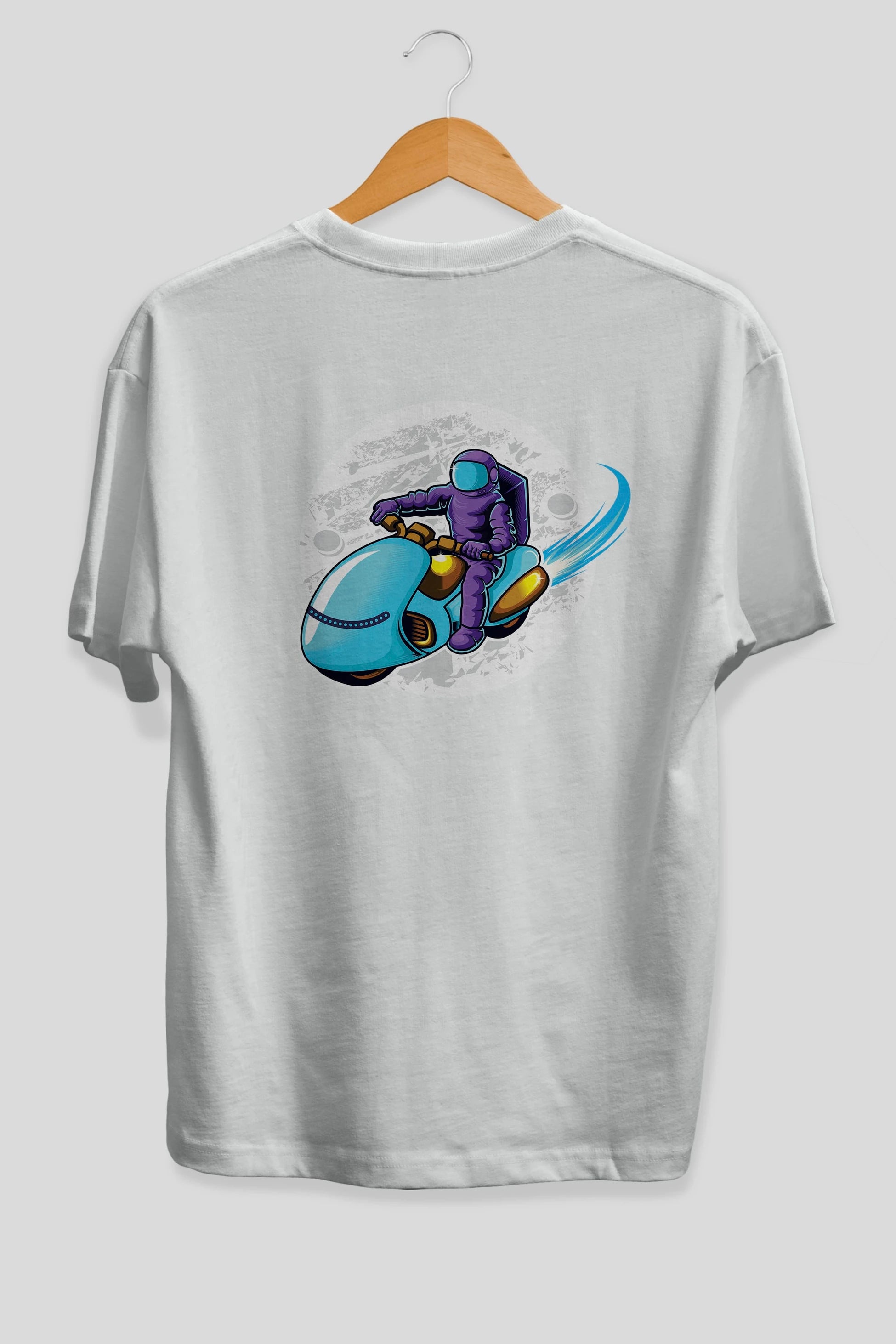 Astrorider in Space Arka Baskılı Oversize t-shirt Erkek Kadın Unisex