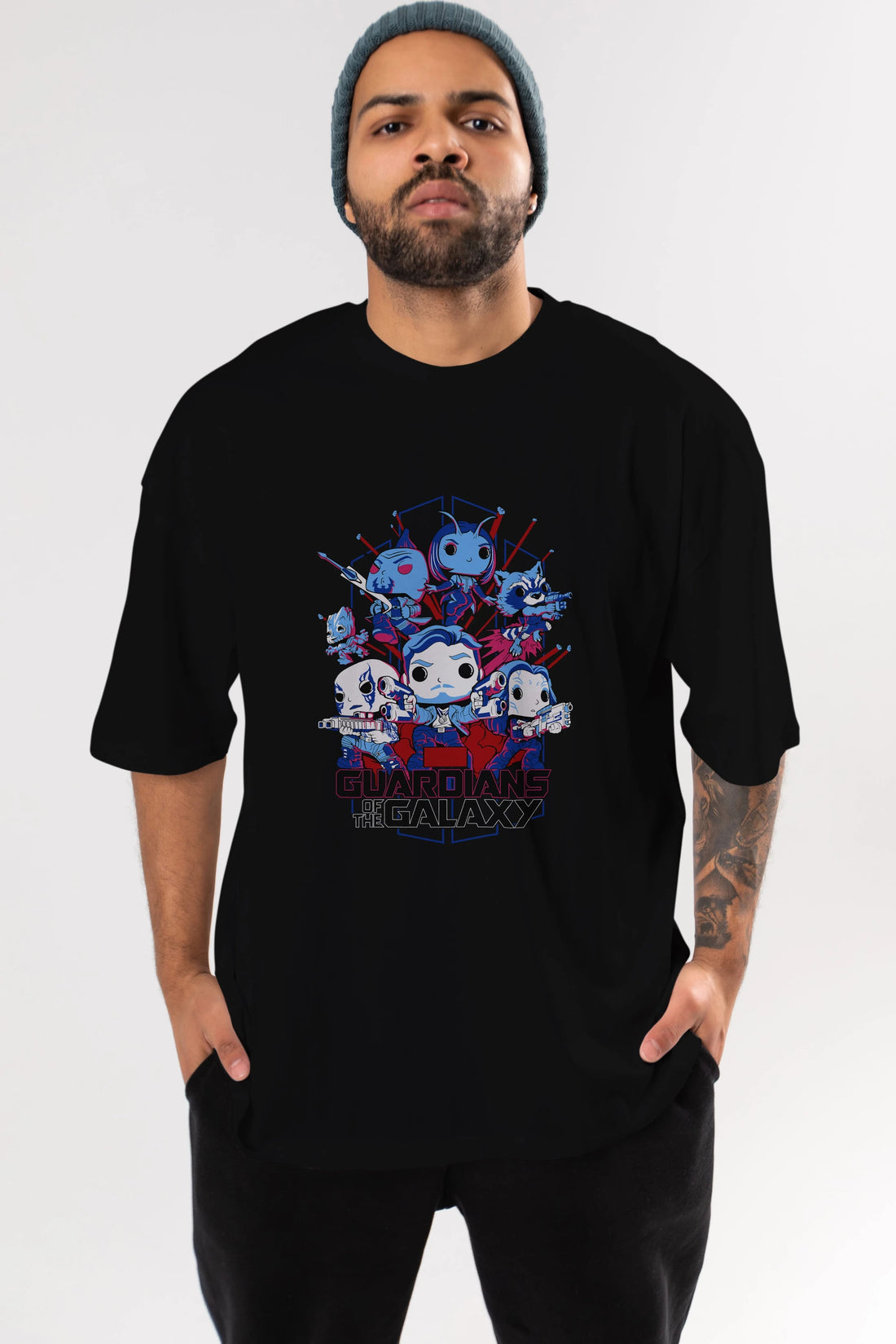 Guardians of the Galaxy Ön Baskılı Oversize t-shirt Erkek Kadın Unisex %100 Pamuk Bisiklet Yaka tişort