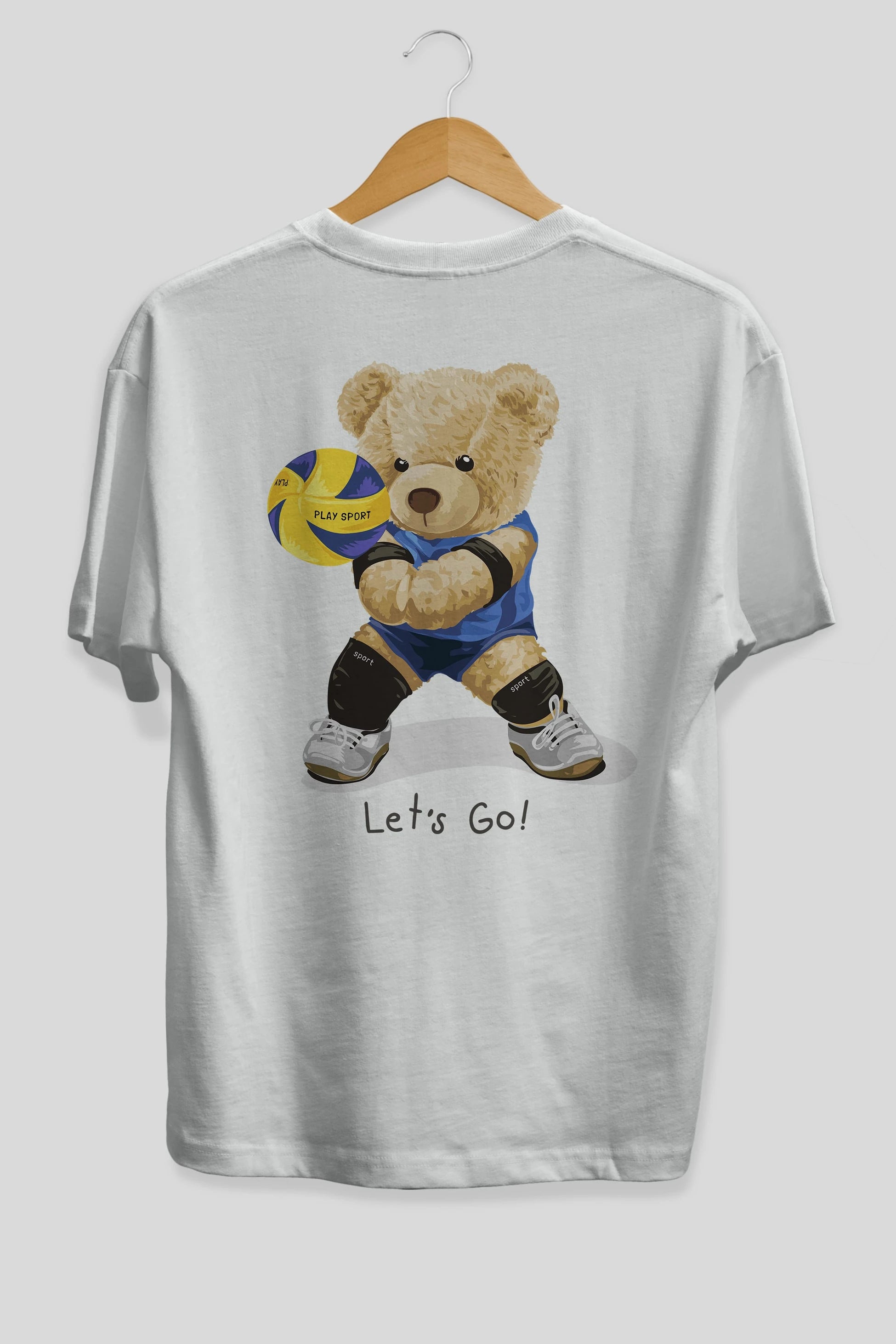 Teddy Bear Lets Go Arka Baskılı Oversize t-shirt Erkek Kadın Unisex %100 Pamuk