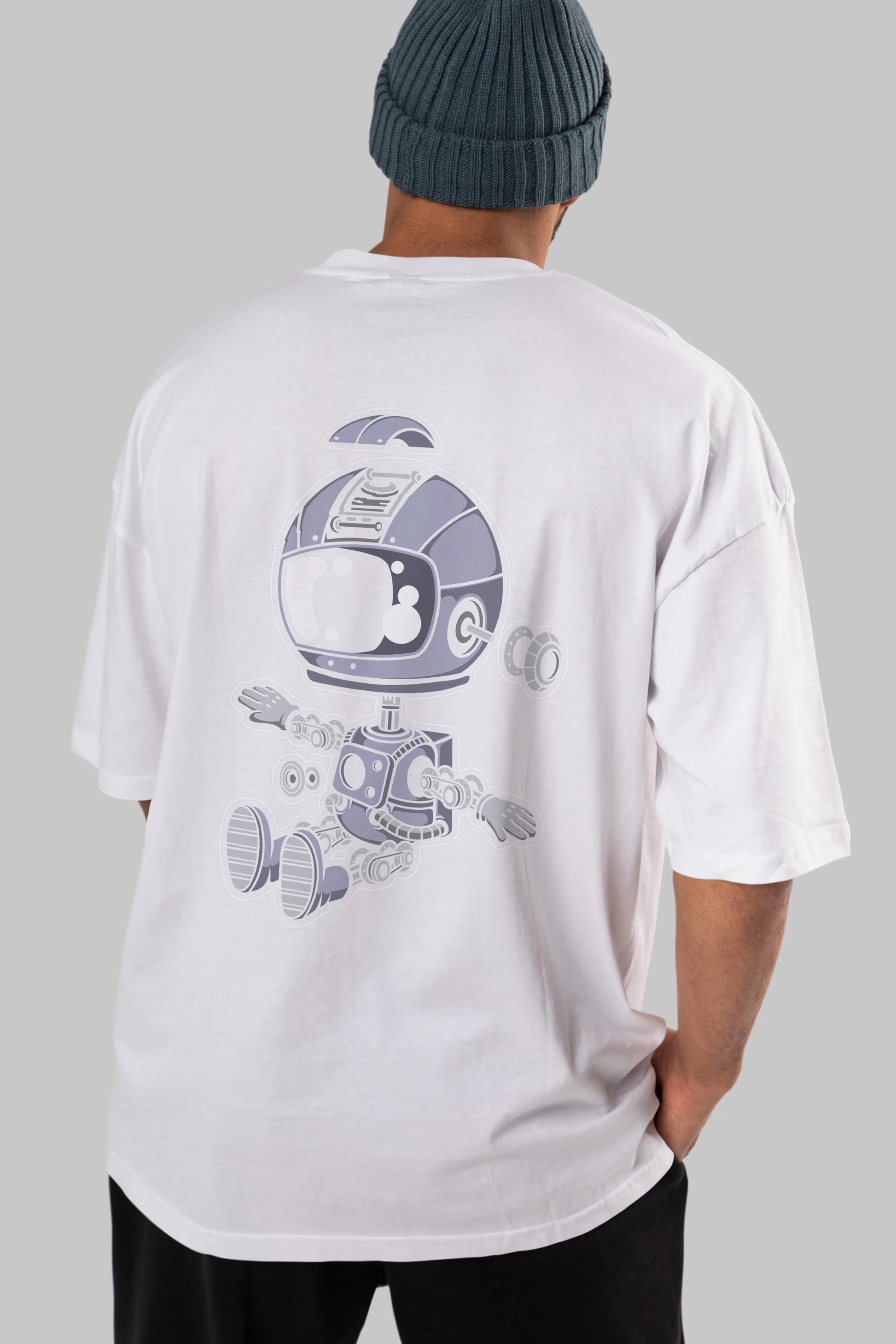 Astronaut Robot Arka Baskılı Oversize t-shirt Erkek Kadın Unisex