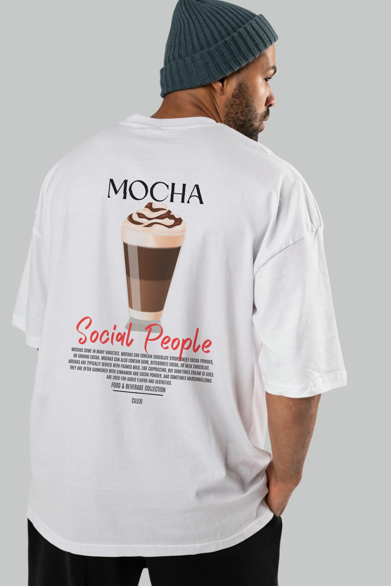 Mocha Kokteyl Serisi Baskılı Oversize t-shirt Erkek Kadın Unisex %100 Pamuk Bisiklet Yaka tişort