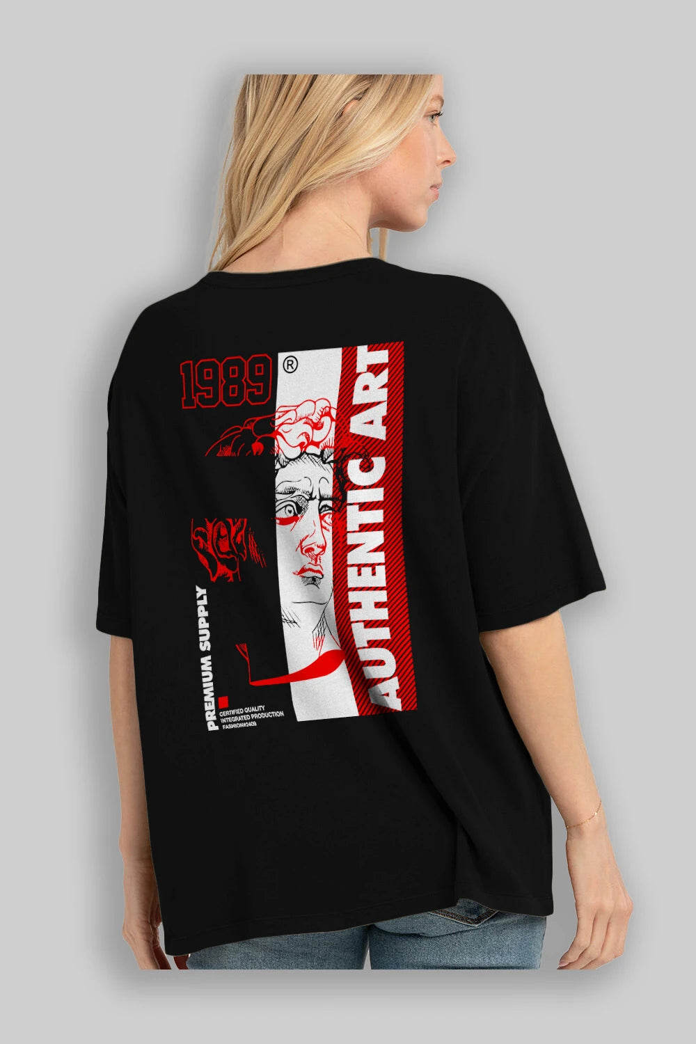 Authentic Art Arka Baskılı Oversize t-shirt Erkek Kadın Unisex