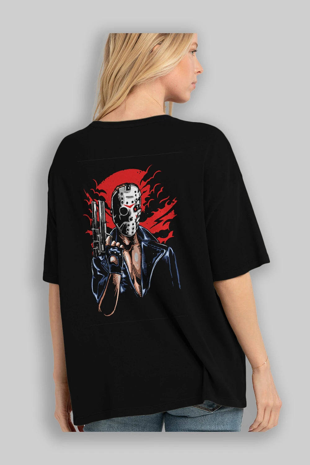 Jason Will Be Back Arka Baskılı Oversize t-shirt Erkek Kadın Unisex %100 Pamuk