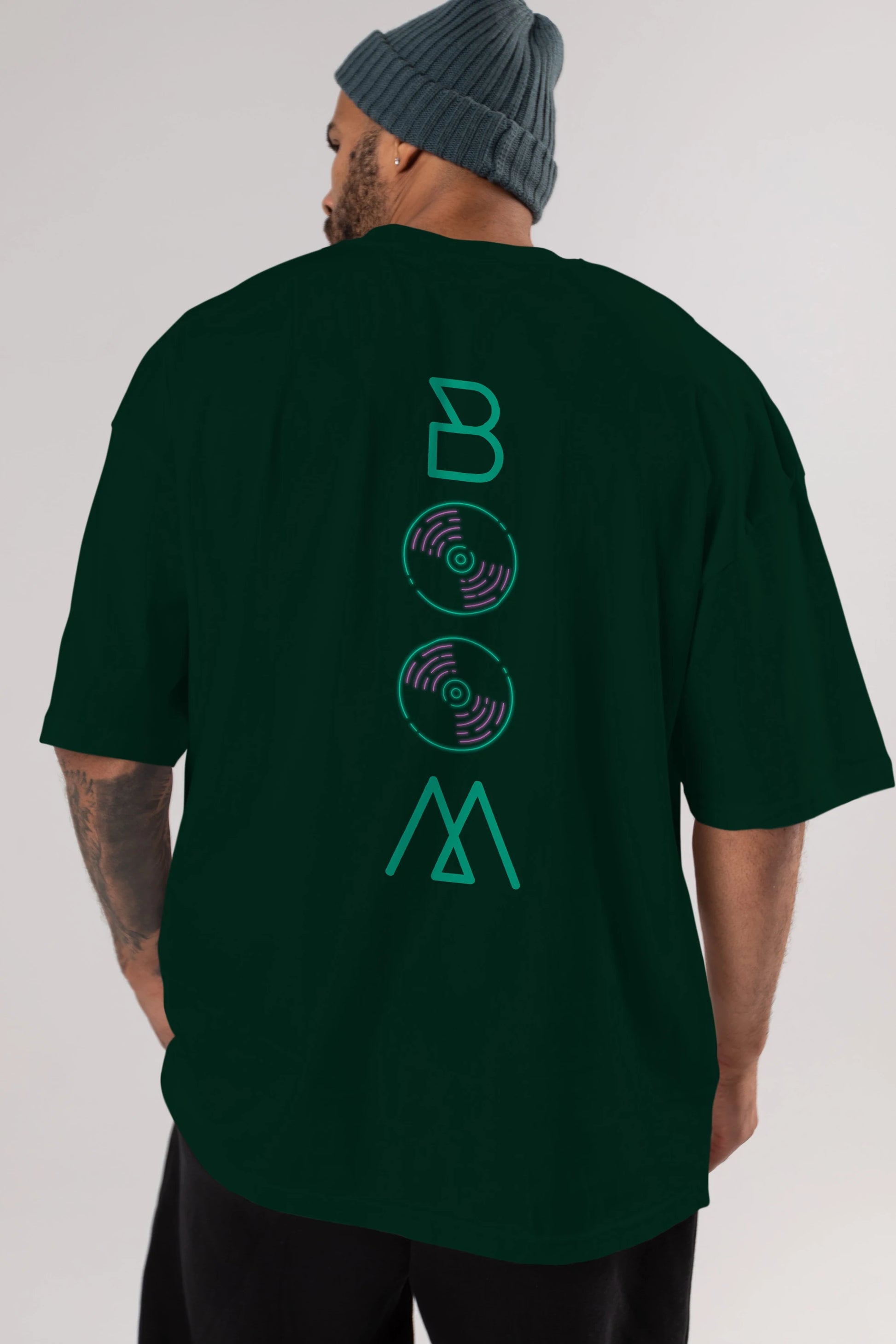 Boom Arka Baskılı Oversize t-shirt Erkek Kadın Unisex