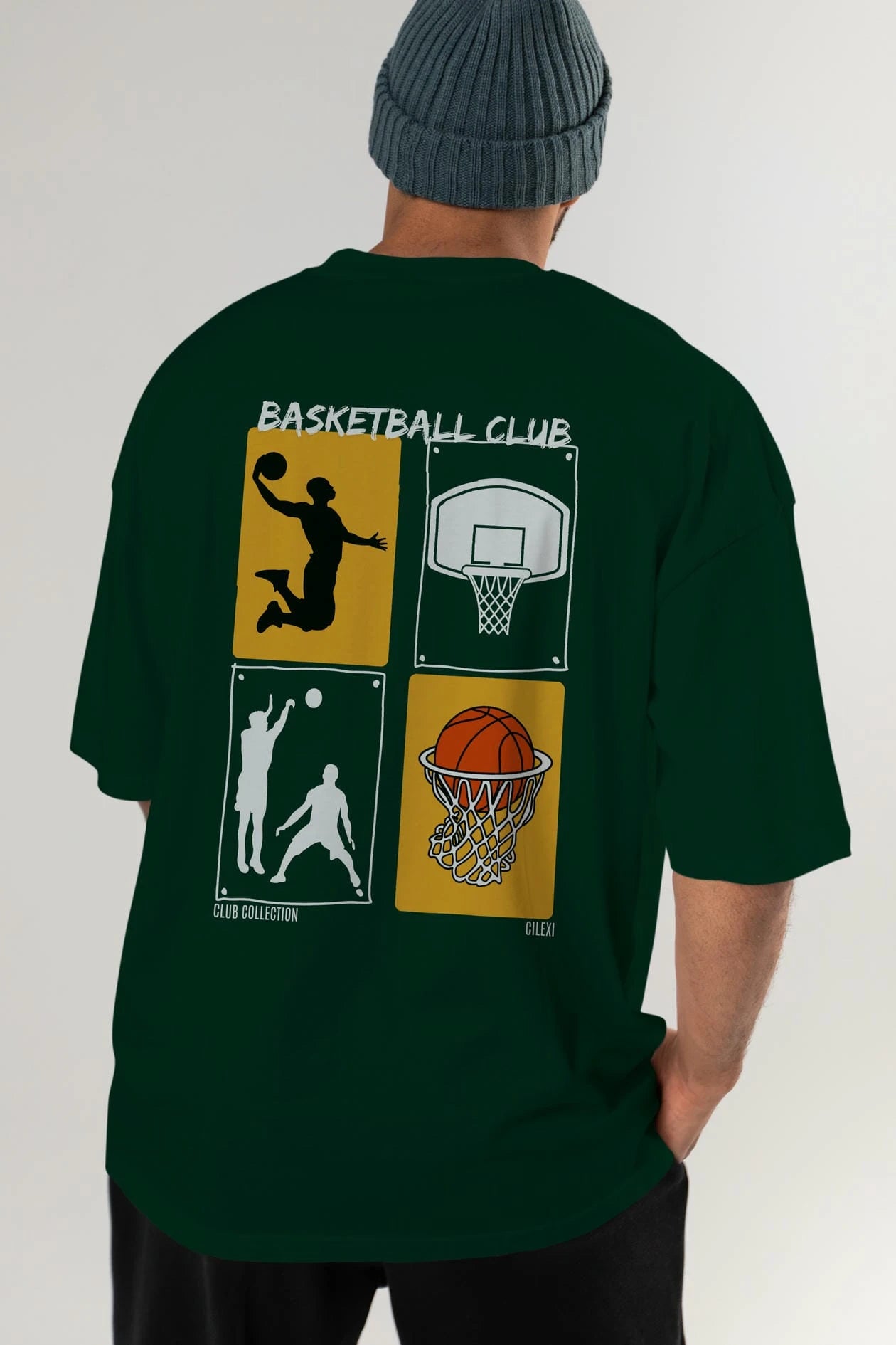 Basketball Club Arka Baskılı Oversize t-shirt Erkek Kadın %100 Pamuk Bisiklet Yaka tişort