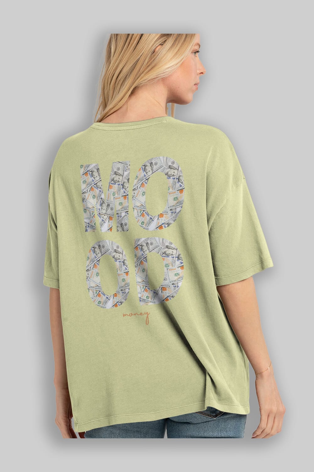Mood Money Yazılı Arka Baskılı Oversize t-shirt Erkek Kadın Unisex