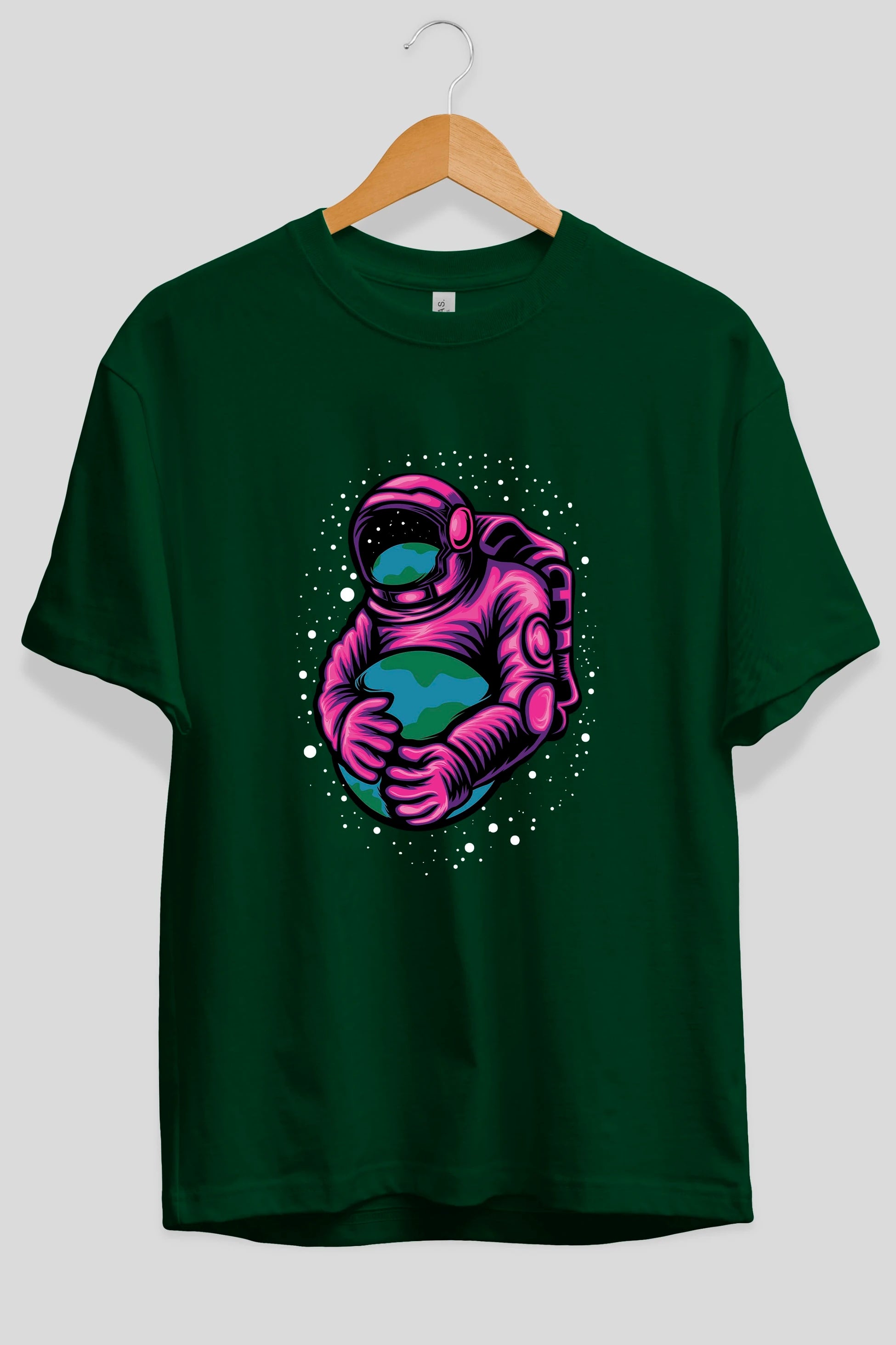 Astronaut Holding Up The Earth Ön Baskılı Oversize t-shirt Erkek Kadın Unisex