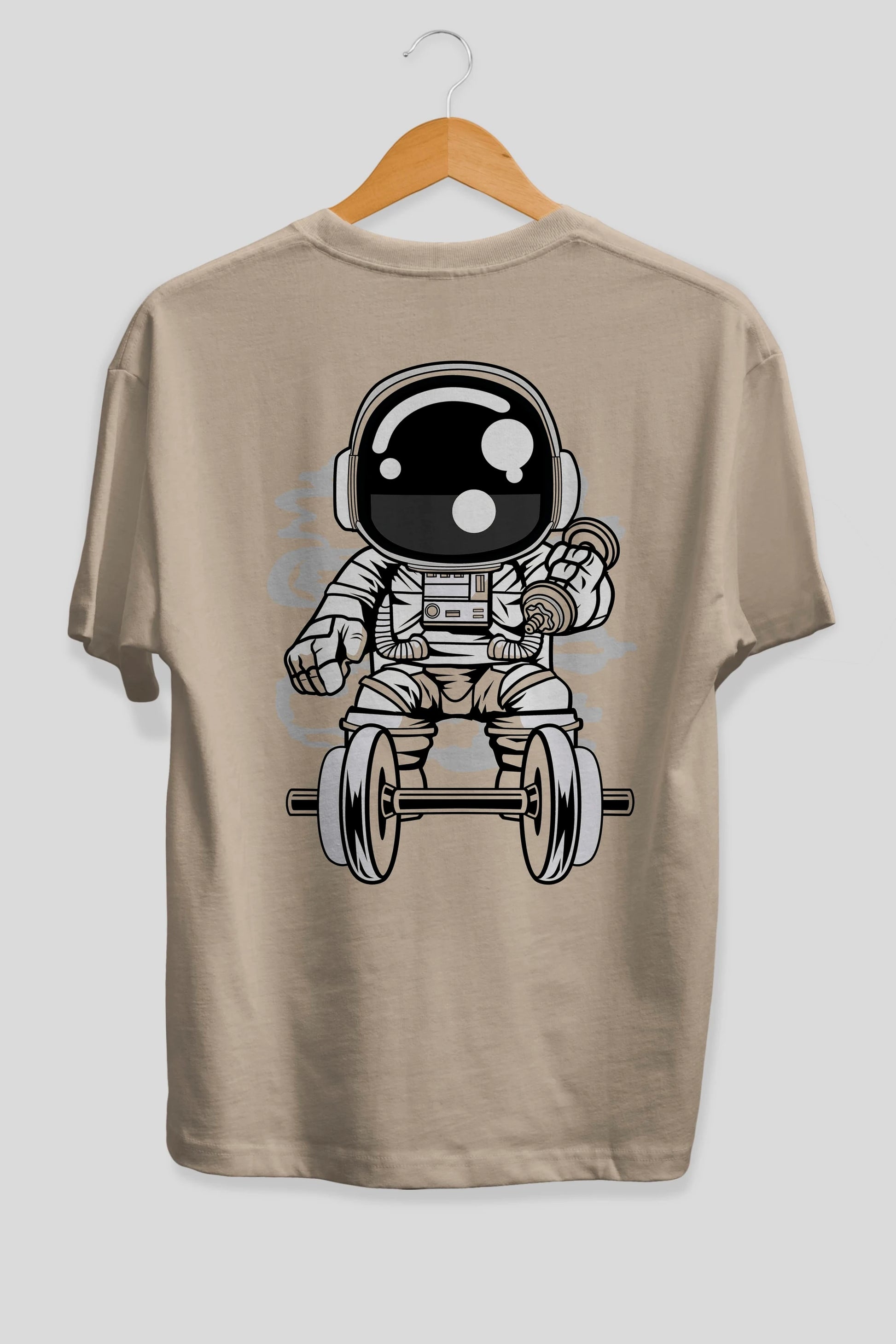 Astronaut Gym Arka Baskılı Oversize t-shirt Erkek Kadın Unisex