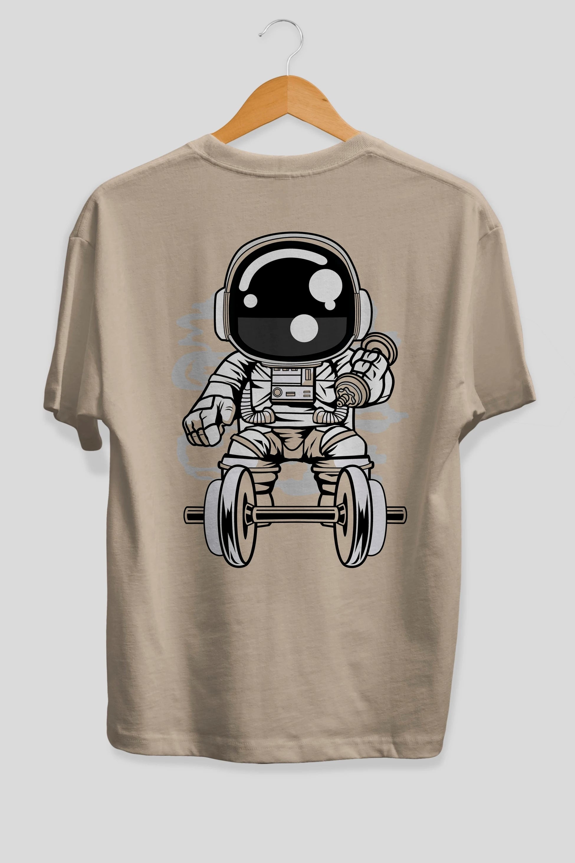 Astronaut Gym Arka Baskılı Oversize t-shirt Erkek Kadın Unisex