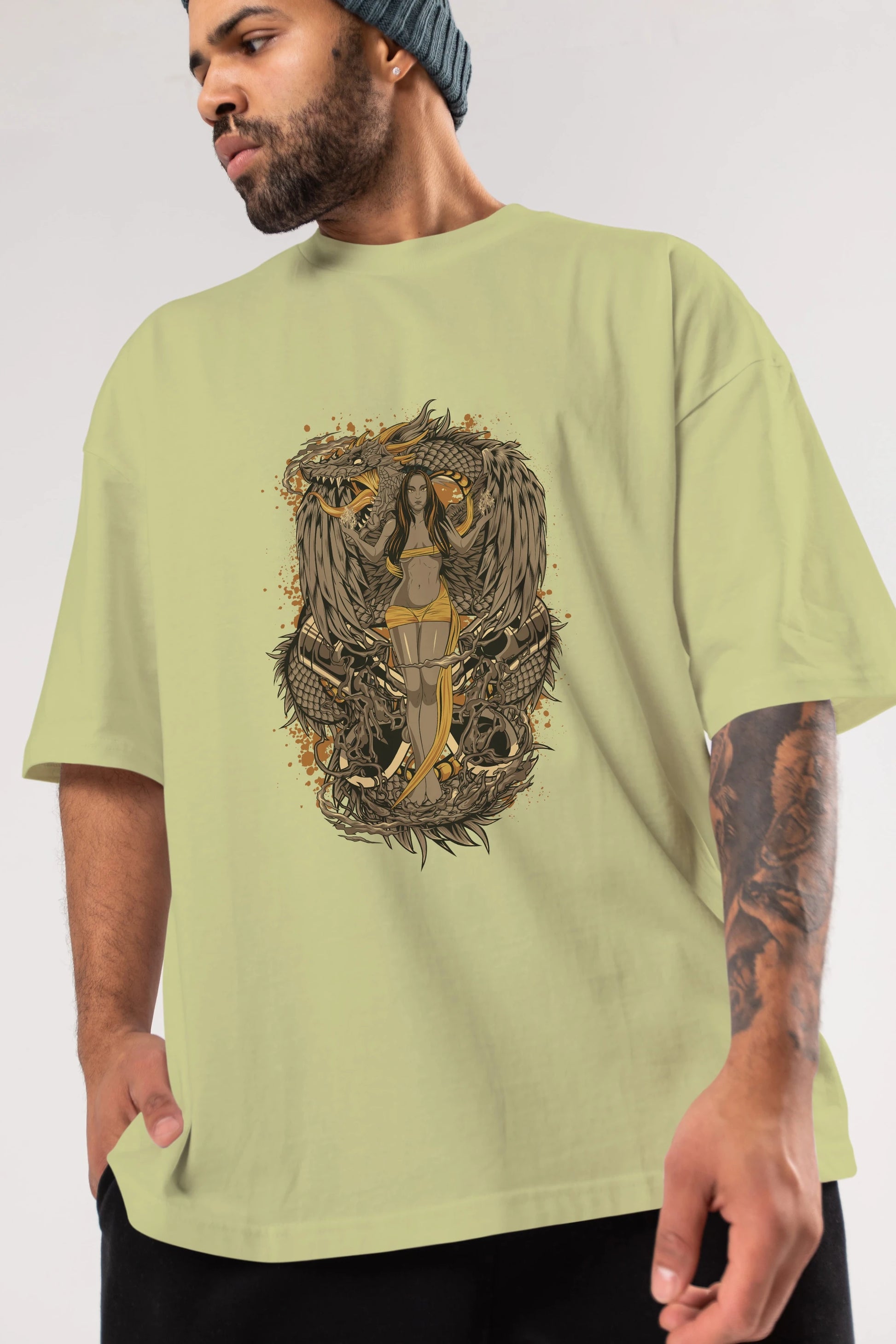 TRIBAL (3) Anime Ön Baskılı Oversize t-shirt %100 pamuk Erkek Kadın Unisex