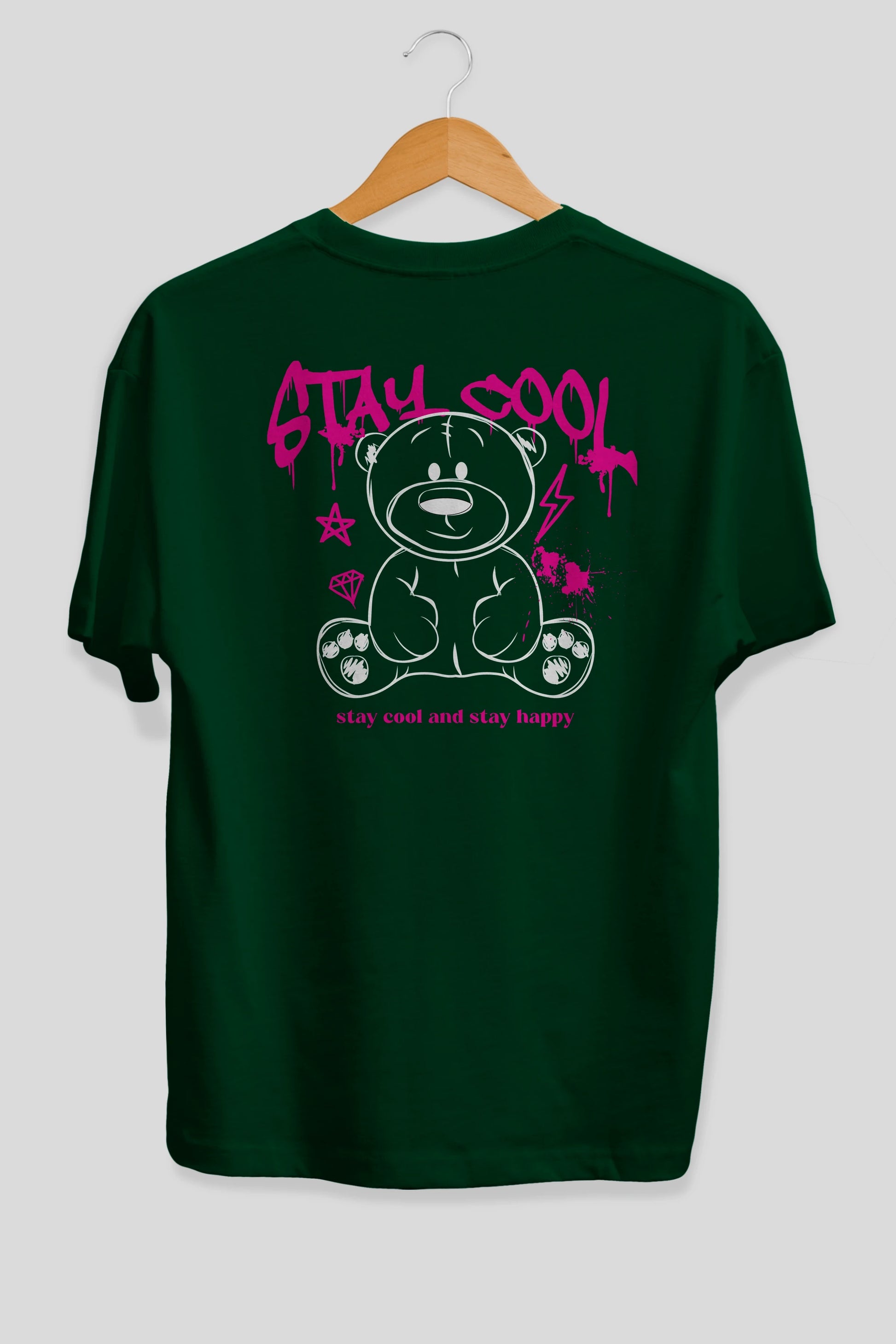 Teddy Bear Stay Cool Arka Baskılı Oversize t-shirt Erkek Kadın Unisex