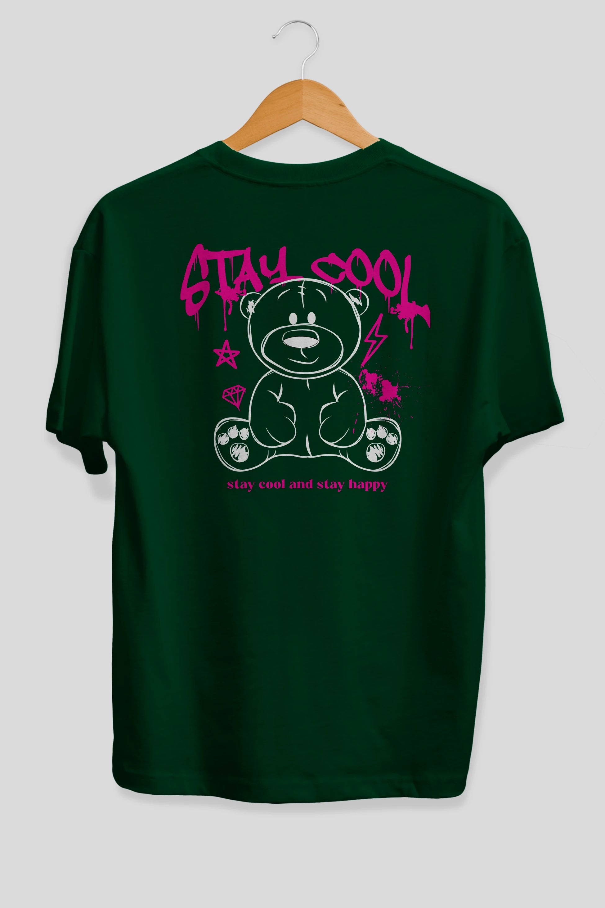Teddy Bear Stay Cool Arka Baskılı Oversize t-shirt Erkek Kadın Unisex