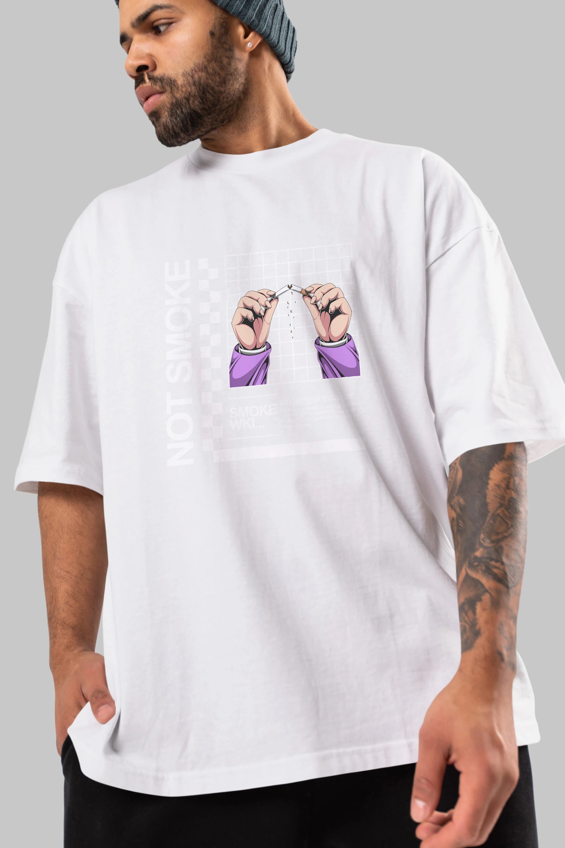 Not Smoke Ön Baskılı Oversize t-shirt Erkek Kadın Unisex