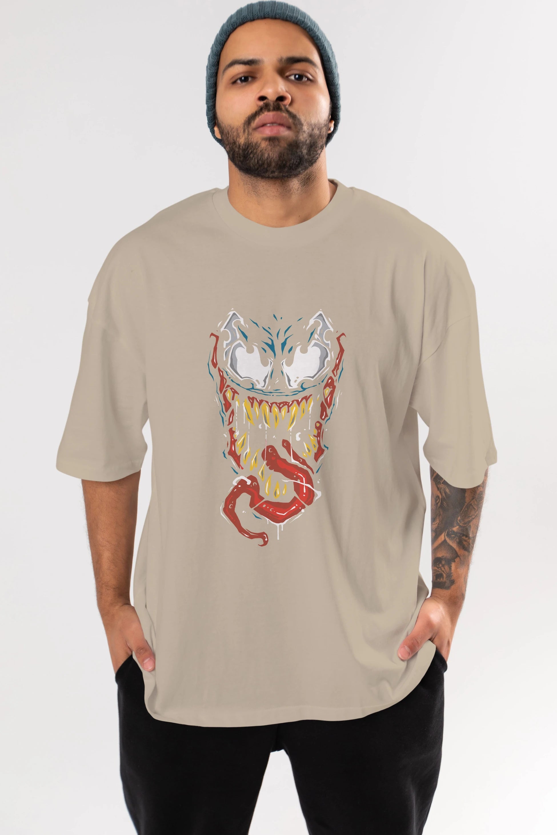 Venom (15) Ön Baskılı Oversize t-shirt Erkek Kadın Unisex %100 Pamuk Bisiklet Yaka tişort