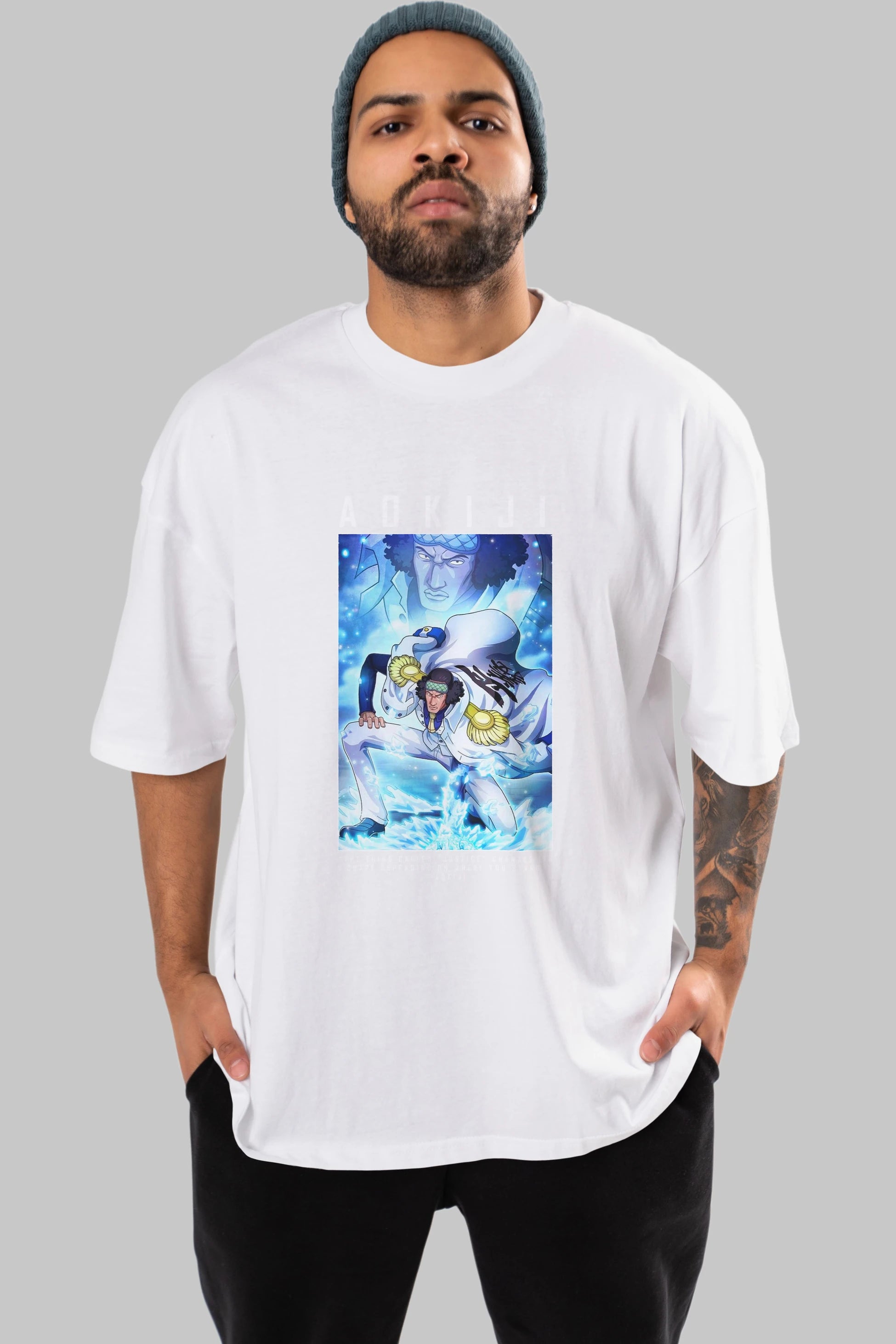 Kuzan Anime Ön Baskılı Oversize t-shirt Erkek Kadın Unisex