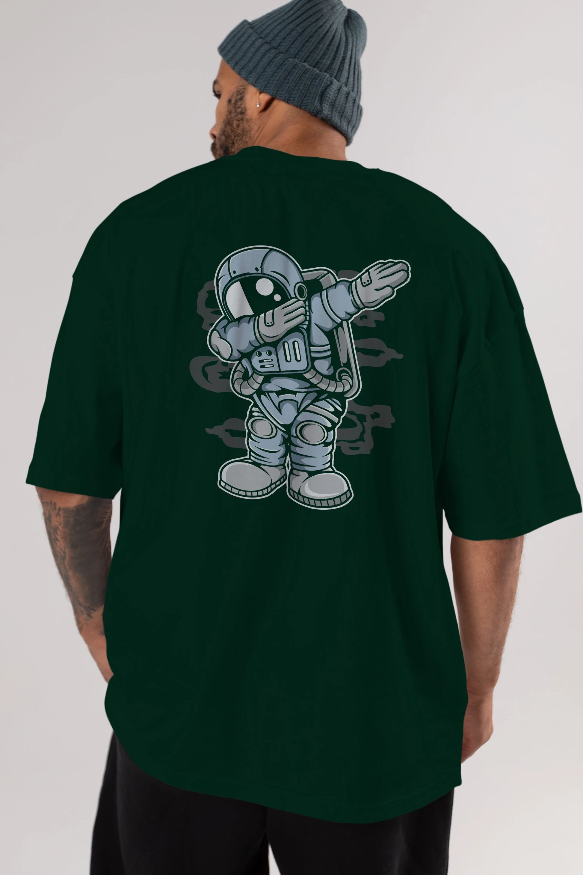 Astronaut Dab Arka Baskılı Oversize t-shirt Erkek Kadın Unisex