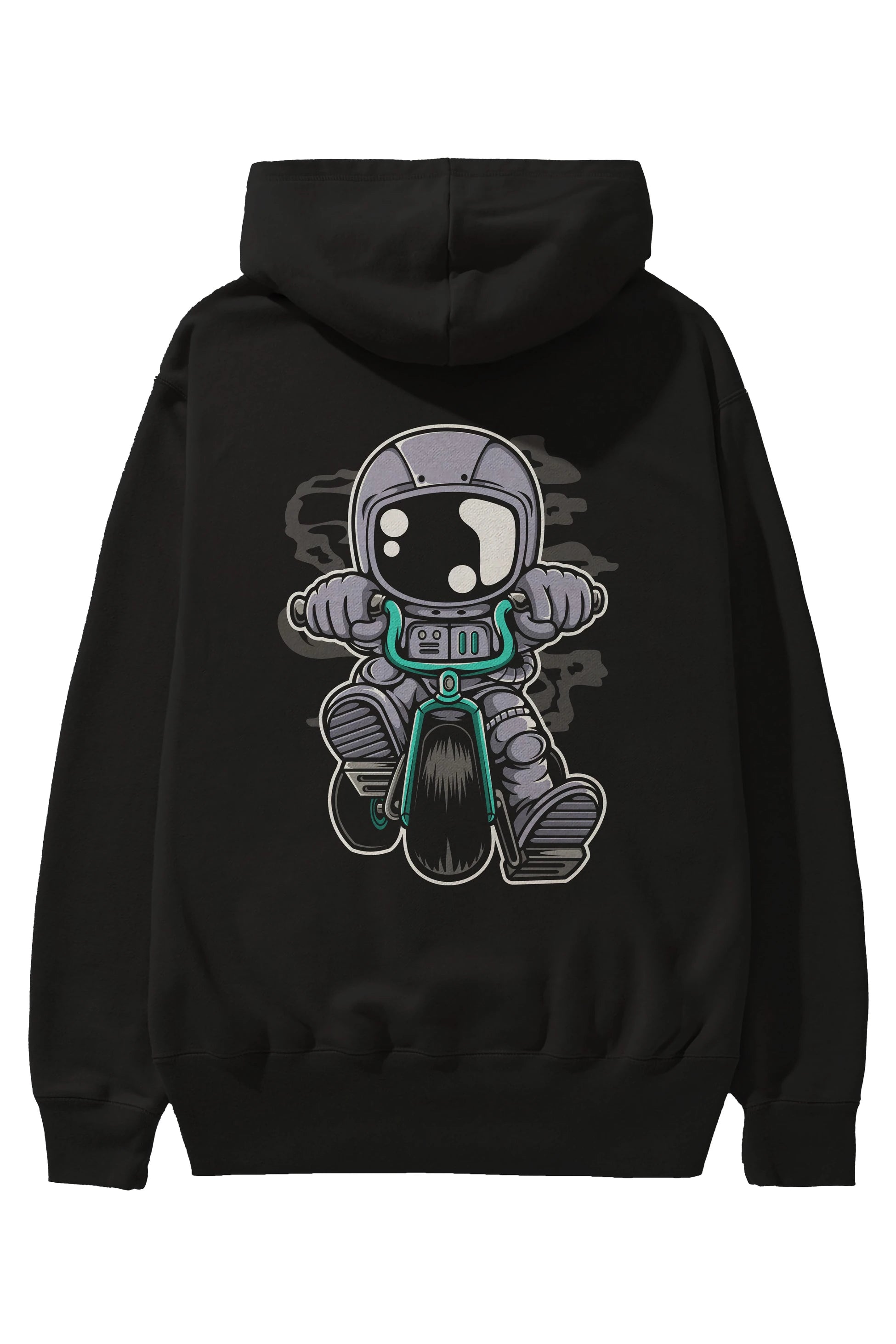 Astronaut Biker Arka Baskılı Hoodie Oversize Kapüşonlu Sweatshirt Erkek Kadın Unisex