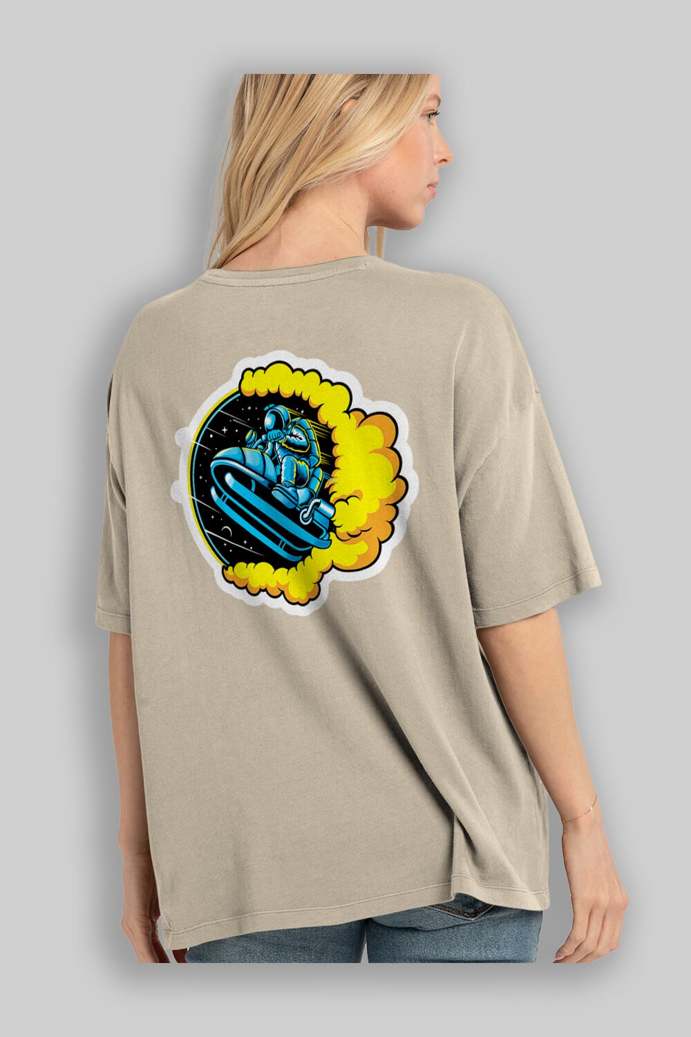 Astrojump with Snowmobile Sticker Arka Baskılı Oversize t-shirt Erkek Kadın Unisex