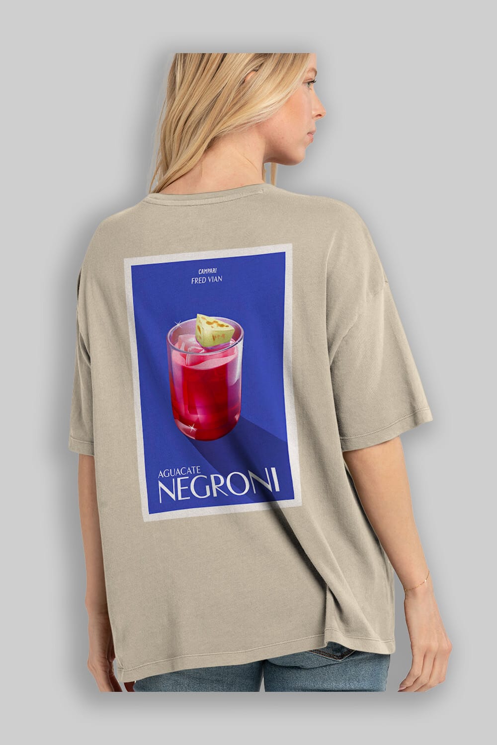 Aguacate Negroni Arka Baskılı Oversize t-shirt Erkek Kadın Unisex %100 Pamuk Bisiklet Yaka tişort