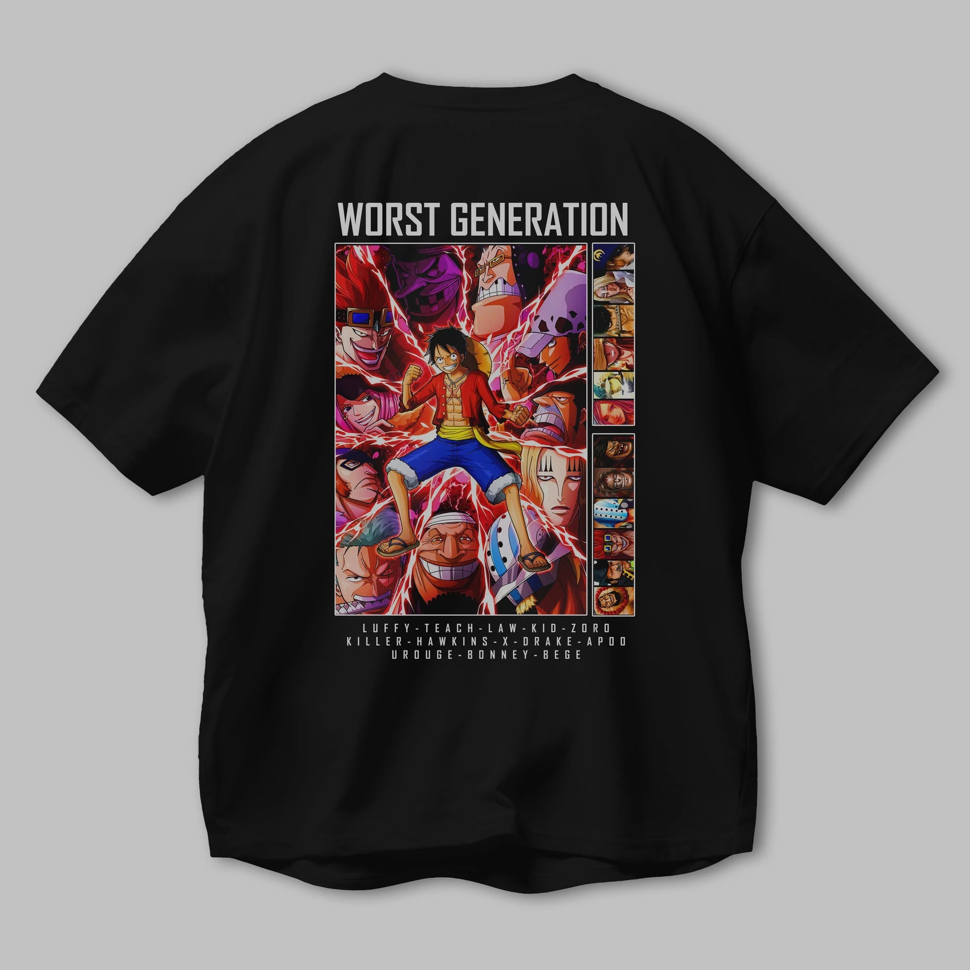 Worst Generation Anime Arka Baskılı Oversize t-shirt Erkek Kadın Unisex %100 pamuk tişort
