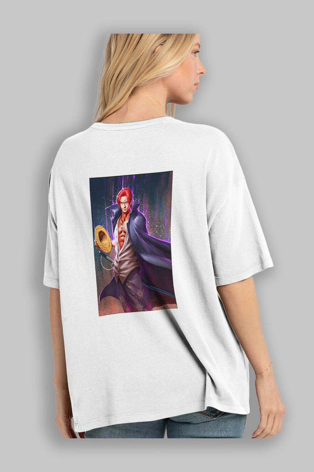 Shanks Anime Arka Baskılı Oversize t-shirt Erkek Kadın Unisex %100 pamuk tişort