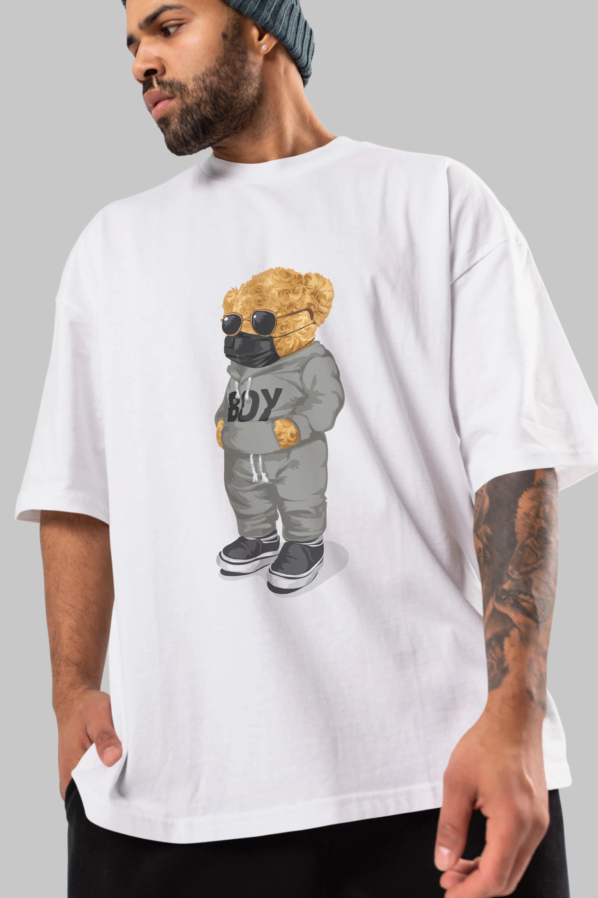 Teddy Bear Boy Ön Baskılı Oversize t-shirt Erkek Kadın Unisex %100 Pamuk