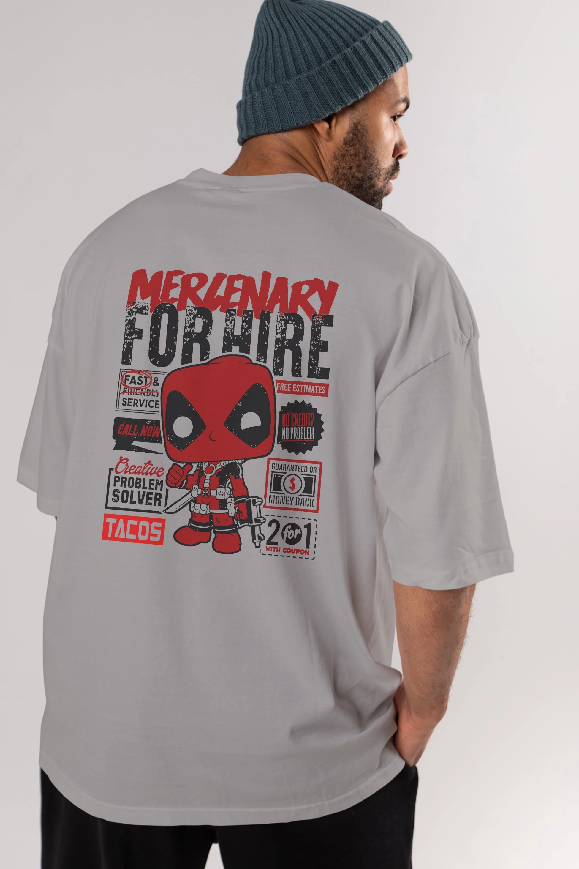 Deadpool (18) Arka Baskılı Oversize t-shirt Erkek Kadın Unisex %100 Pamuk Bisiklet Yaka tişort