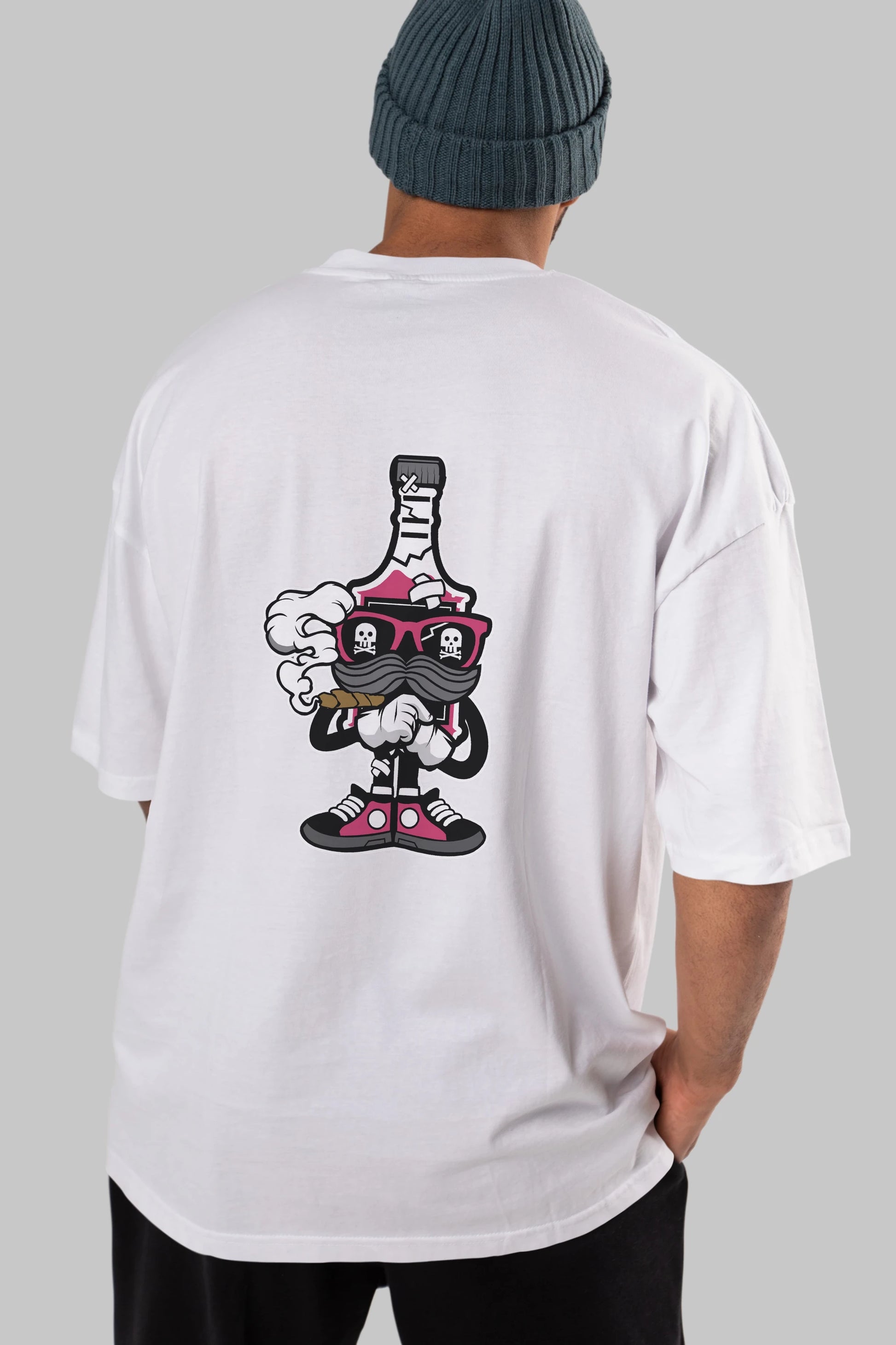 Vodka Bottle Arka Baskılı Oversize t-shirt Erkek Kadın Unisex %100 Pamuk tişort