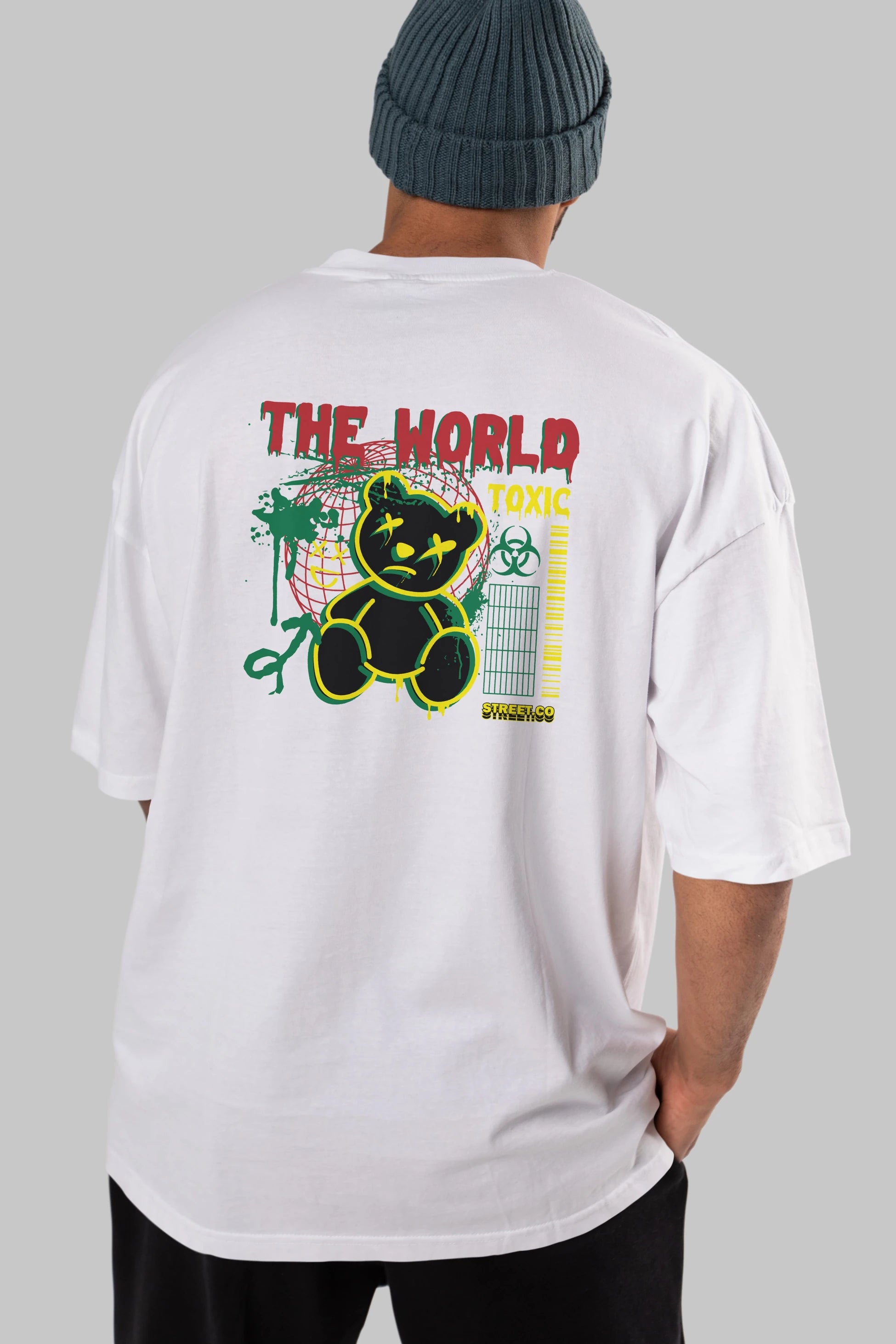 The World Toxic Bear Arka Baskılı Oversize t-shirt Erkek Kadın Unisex