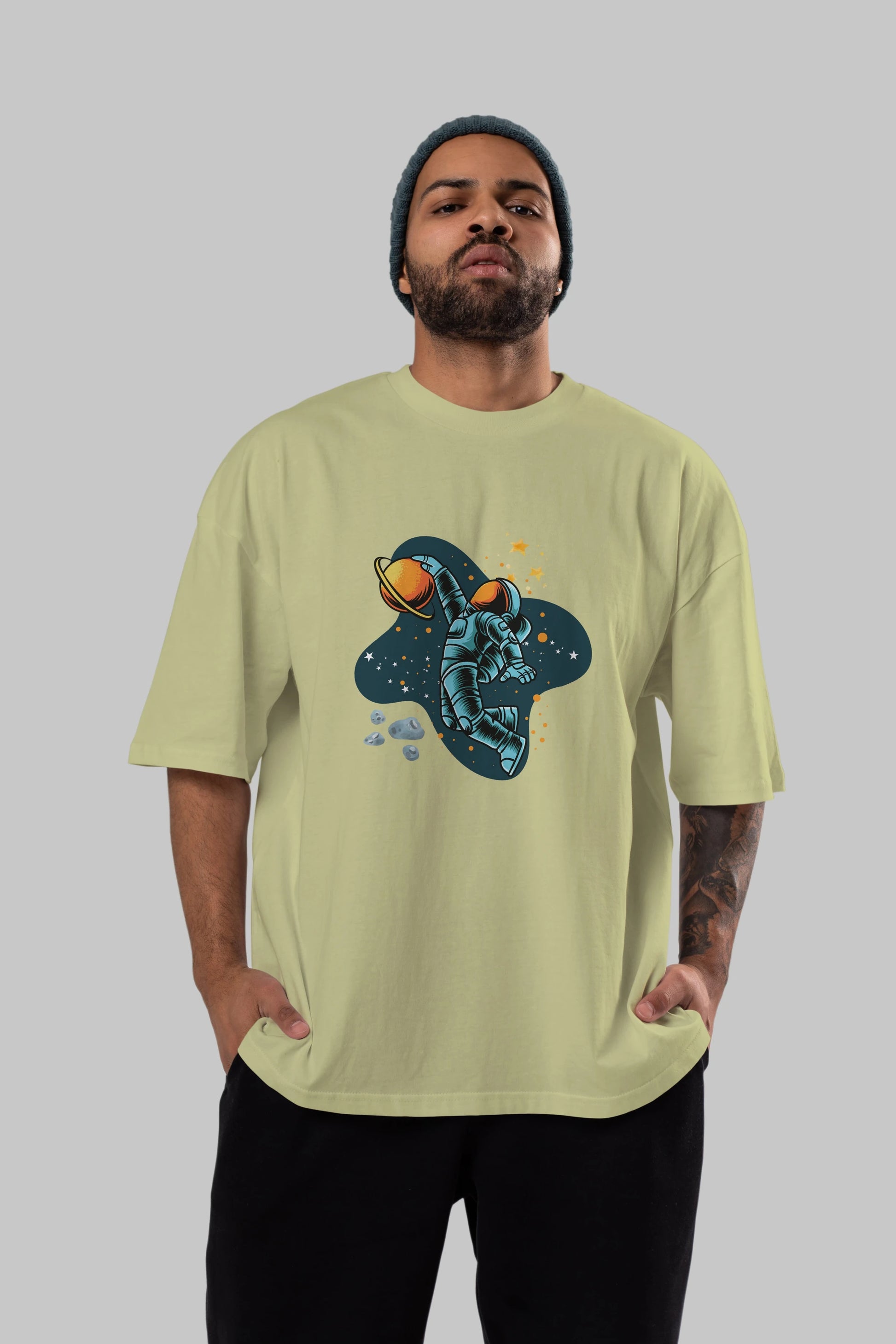 Astronot Basketbol Ön Baskılı Oversize t-shirt Erkek Kadın Unisex