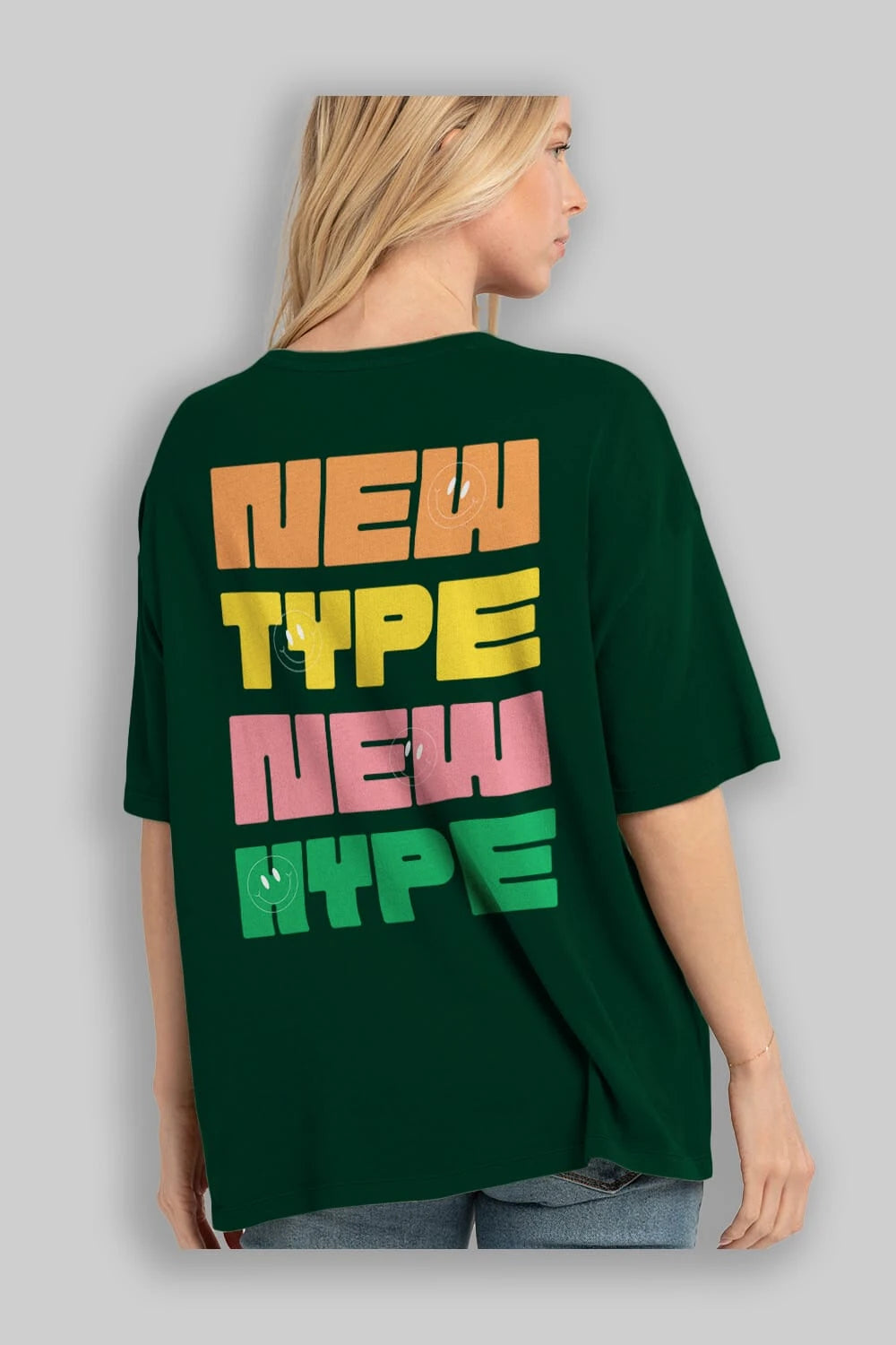 New Type New Hype Yazılı Arka Baskılı Oversize t-shirt Erkek Kadın Unisex