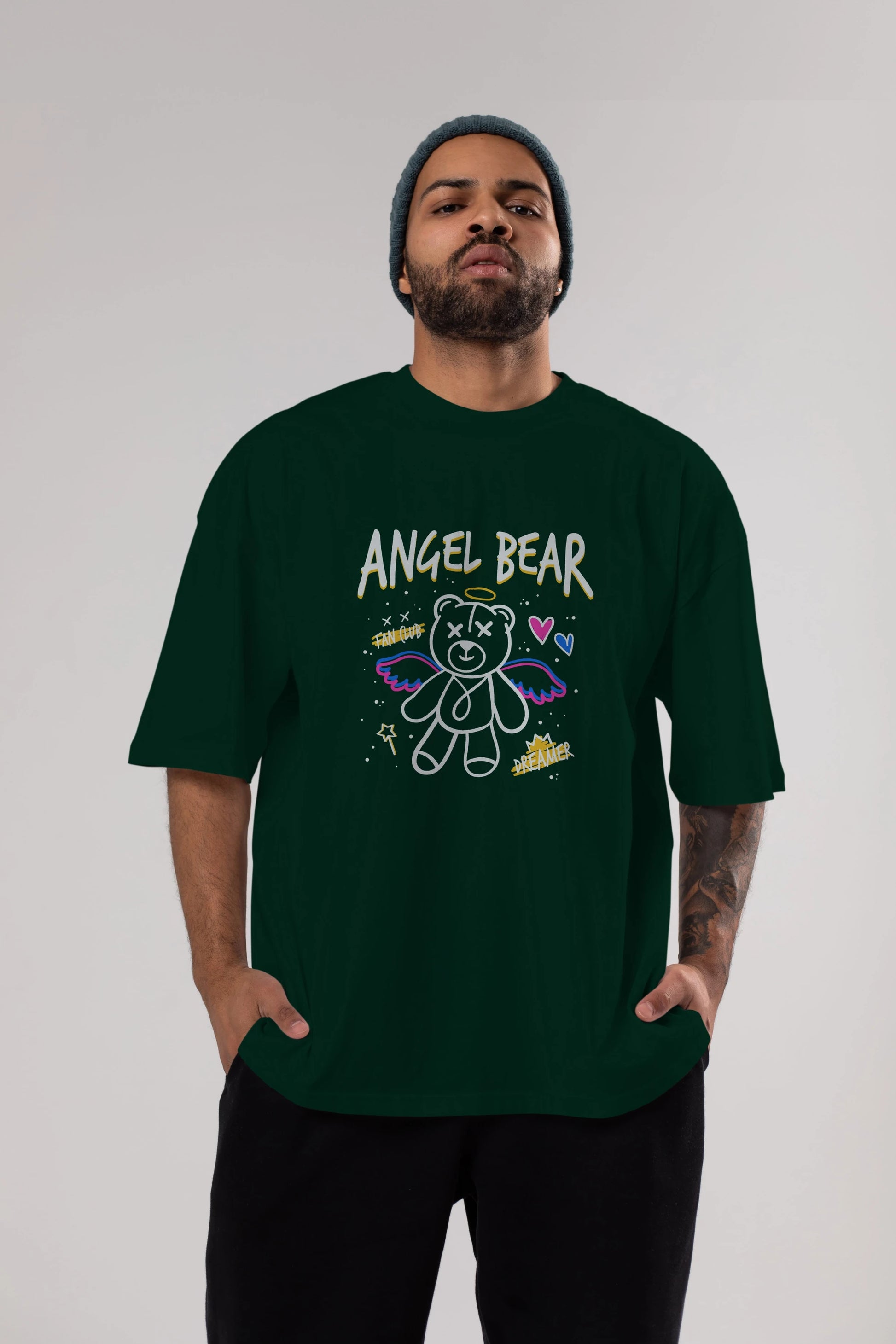 Angel Bear Ön Baskılı Oversize t-shirt Erkek Kadın Unisex