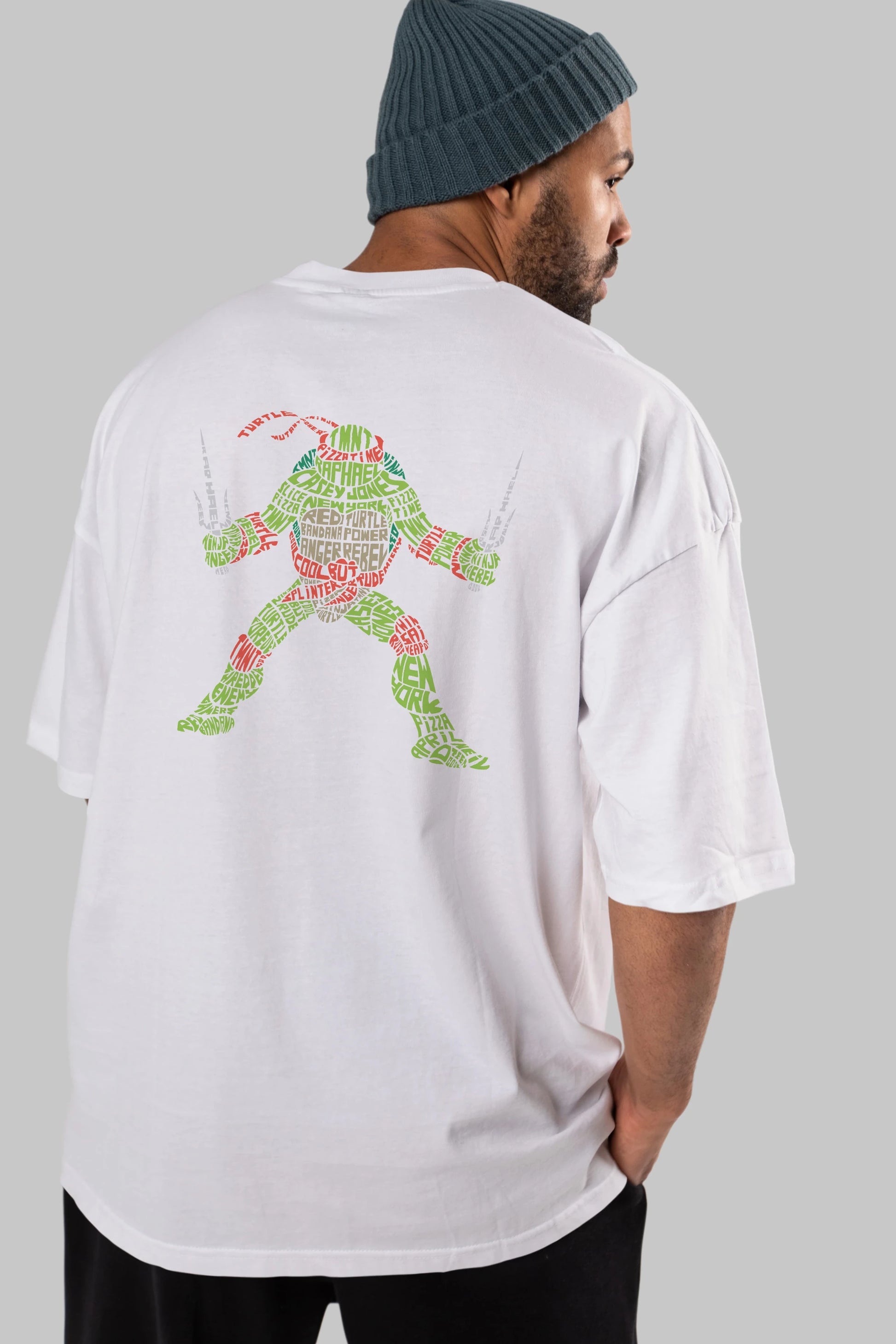 Ninja Turtle Arka Baskılı Oversize t-shirt %100 pamuk Erkek Kadın Unisex