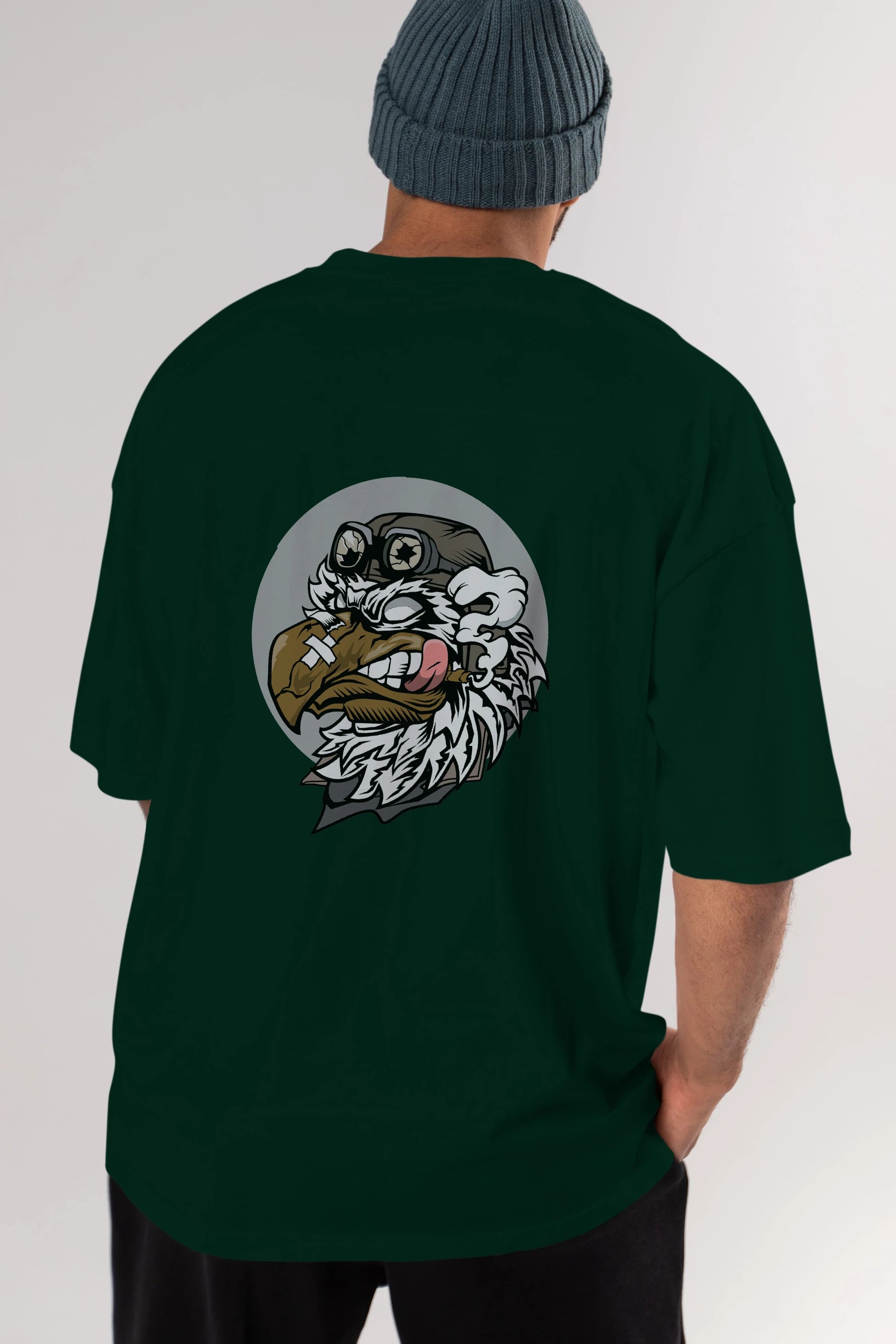 Bird Pilot Arka Baskılı Oversize t-shirt Erkek Kadın Unisex %100 Pamuk tişort