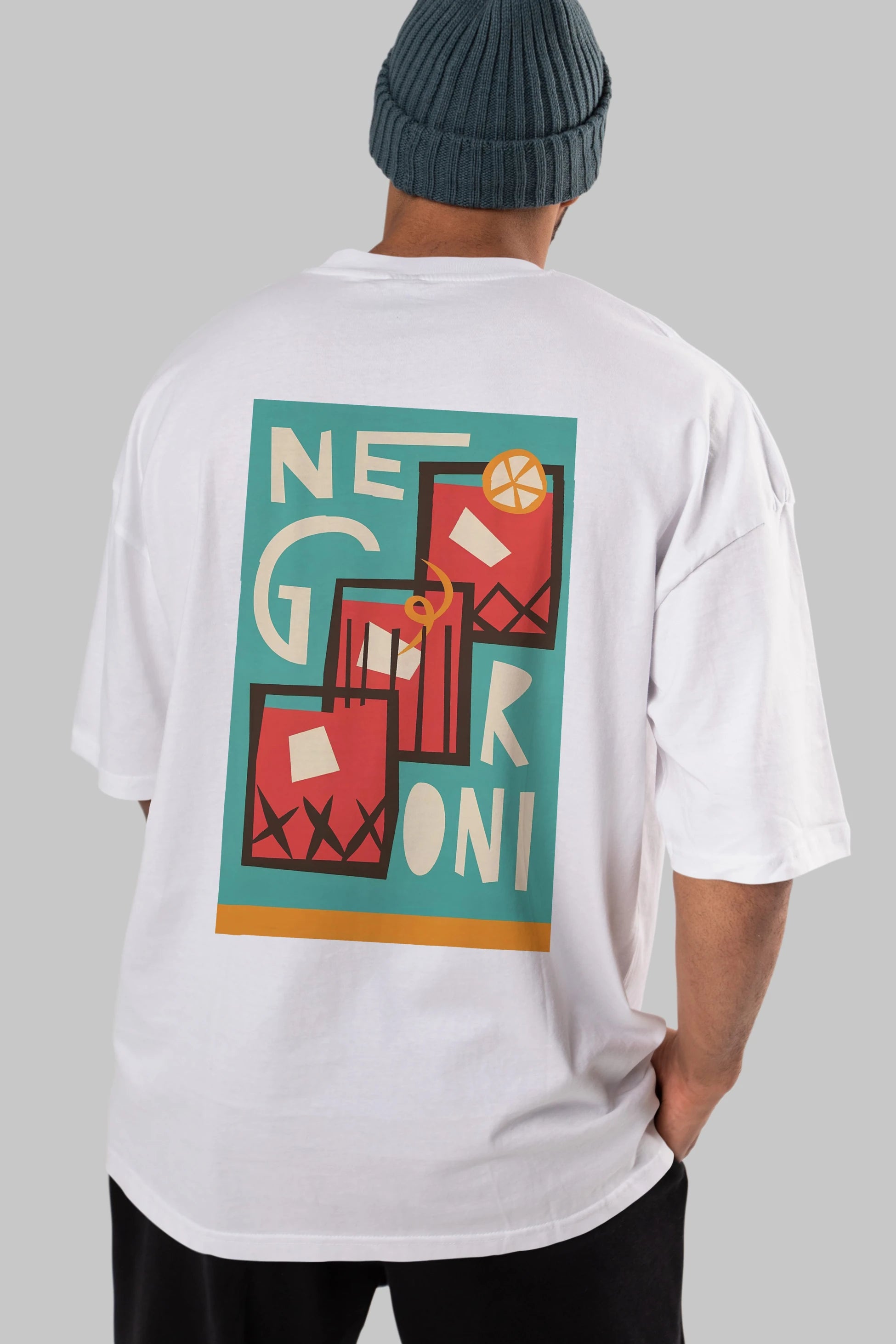 Negroni 3 Arka Baskılı Oversize t-shirt Erkek Kadın Unisex %100 Pamuk Bisiklet Yaka tişort