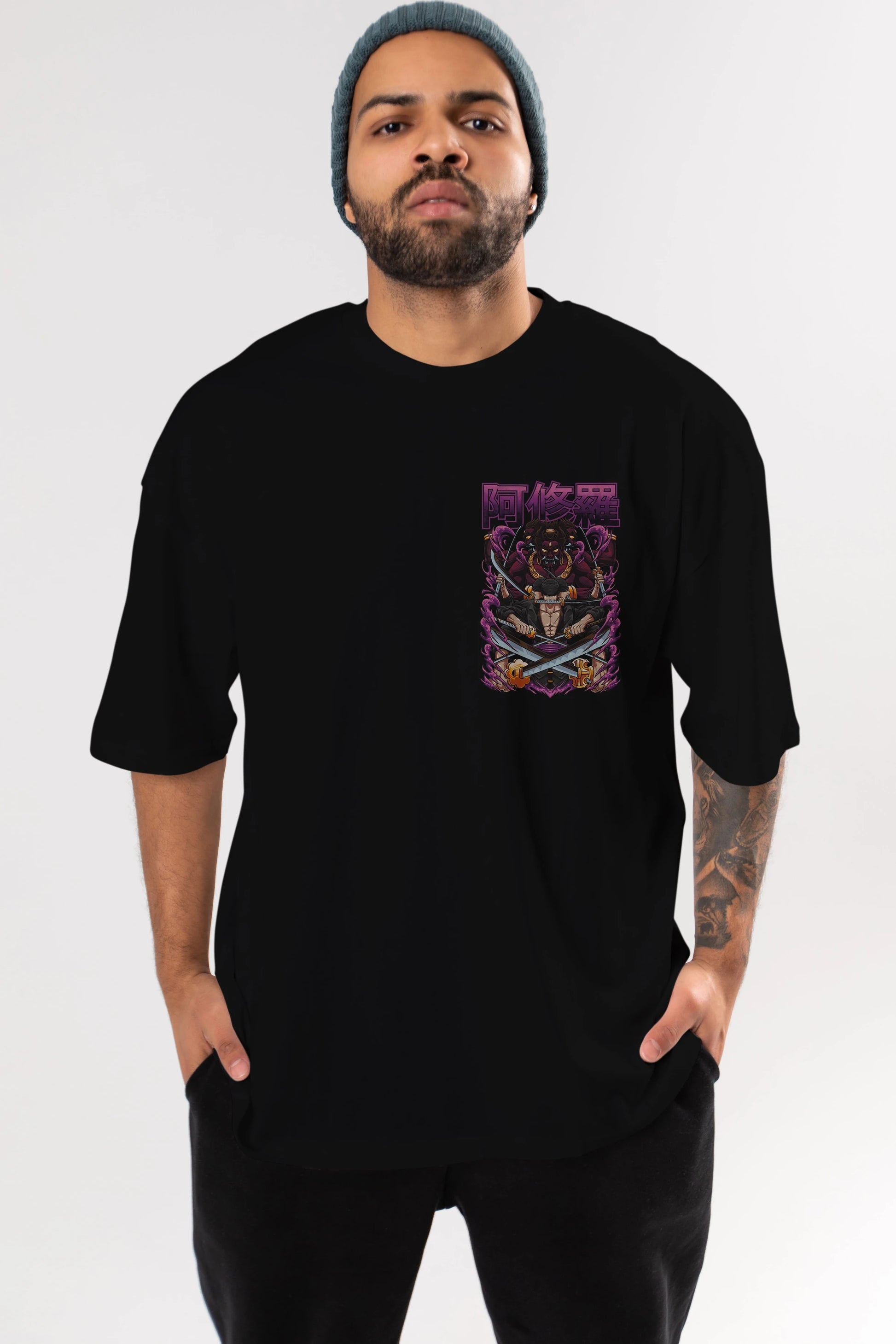 Roronoa Zoro 1 Ön Sol Baskılı Oversize t-shirt Erkek Kadın Unisex %100 Pamuk Bisiklet Yaka tişort