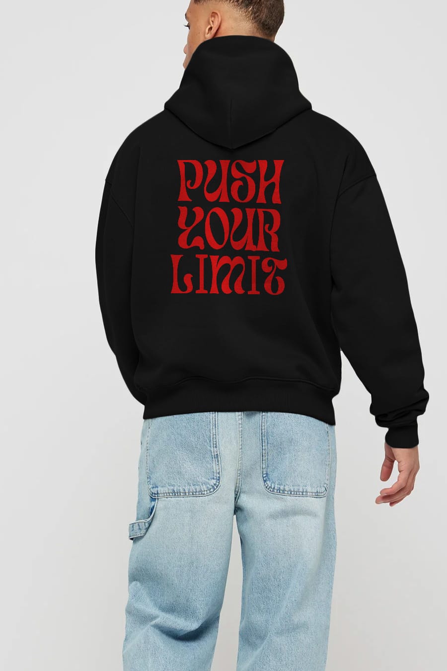 Push Your Limit Yazılı 2 Arka Baskılı Oversize Hoodie Kapüşonlu Sweatshirt Erkek Kadın Unisex