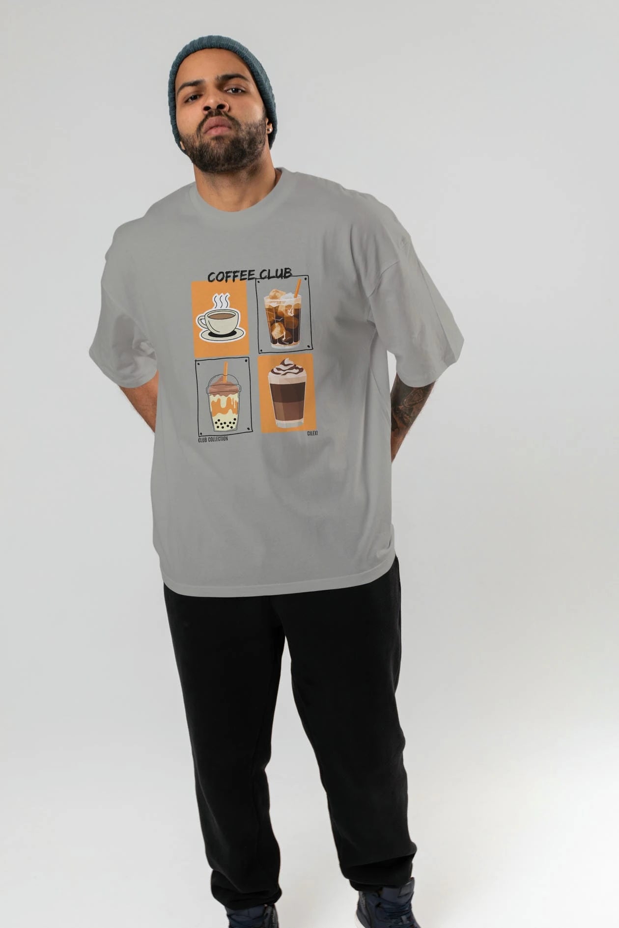 Coffee Club ön Baskılı Oversize t-shirt Erkek Kadın %100 Pamuk Bisiklet Yaka tişort
