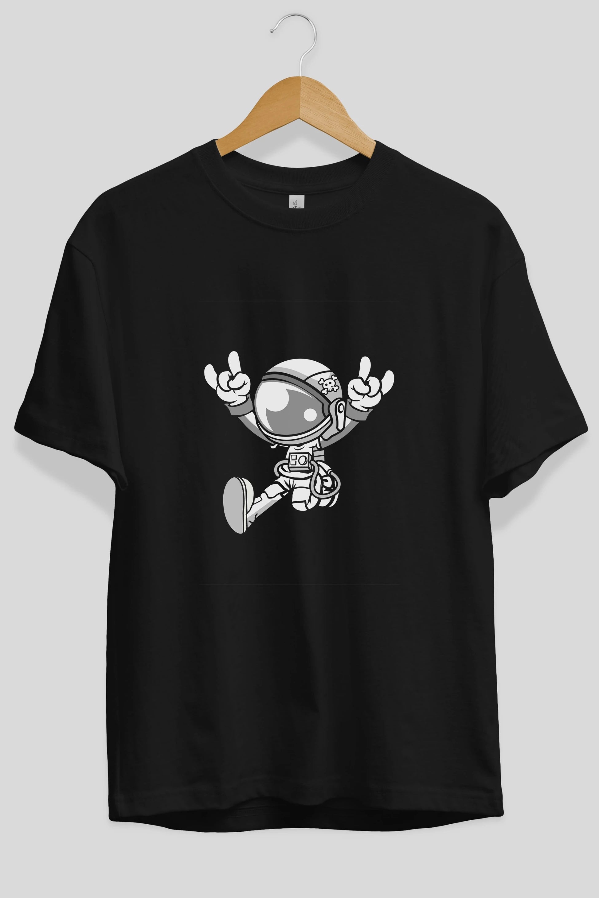 Astronaut Metal Ön Baskılı Oversize t-shirt Erkek Kadın Unisex %100 Pamuk tişort