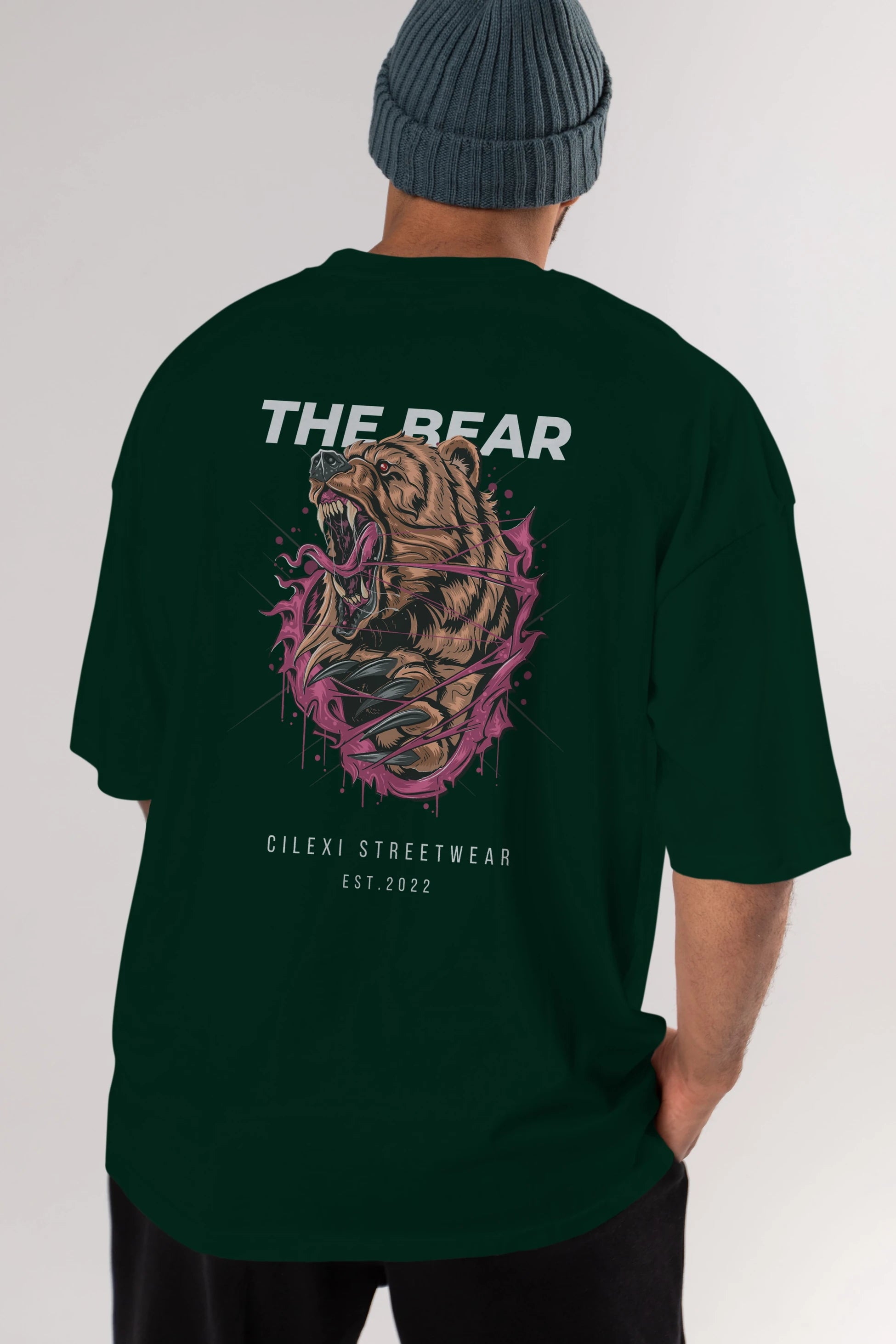 The Bear Arka Baskılı Oversize t-shirt Erkek Kadın Unisex %100 Pamuk