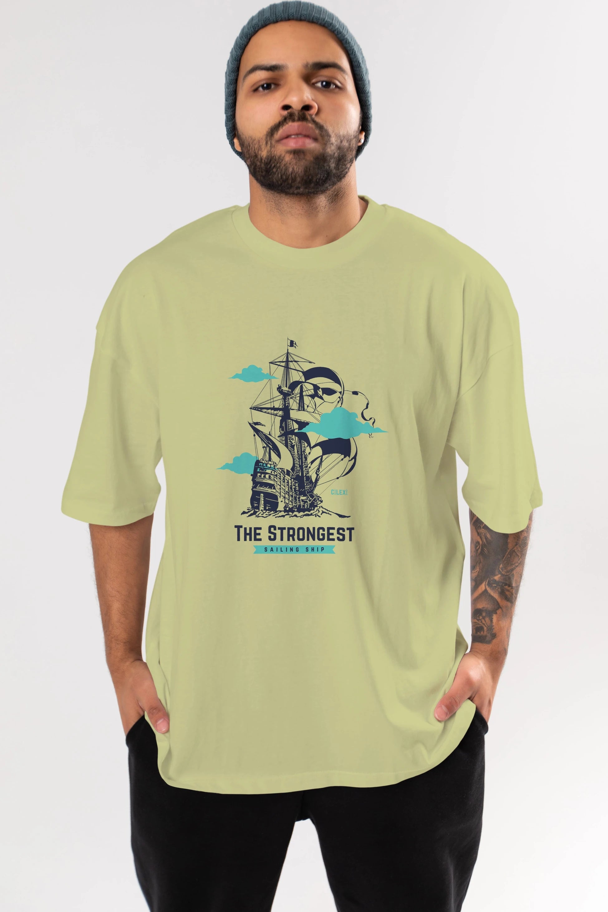 The Strongest Yazılı Ön Baskılı Oversize t-shirt Erkek Kadın Unisex
