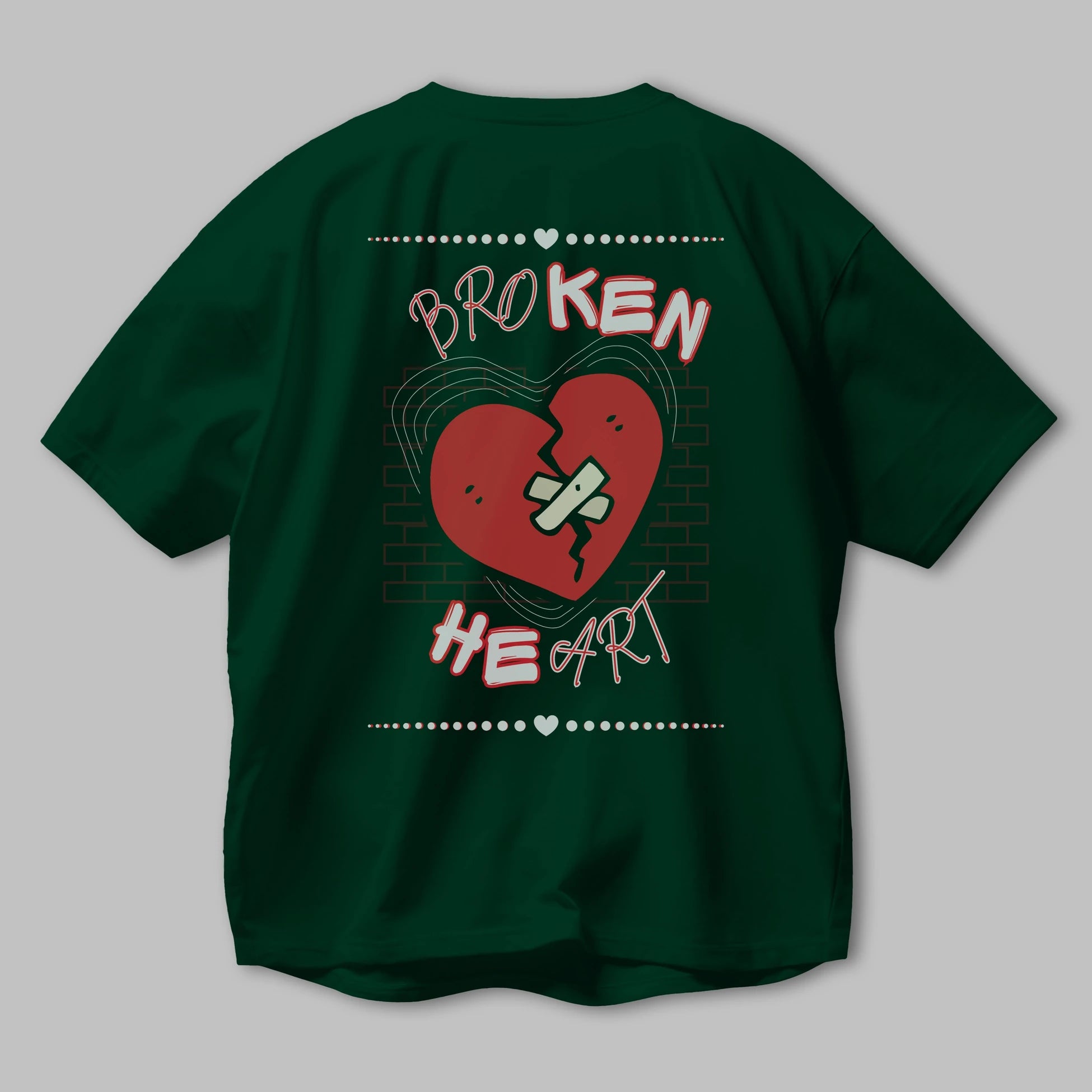 Broken Heart Yazılı Arka Baskılı Oversize t-shirt Erkek Kadın Unisex