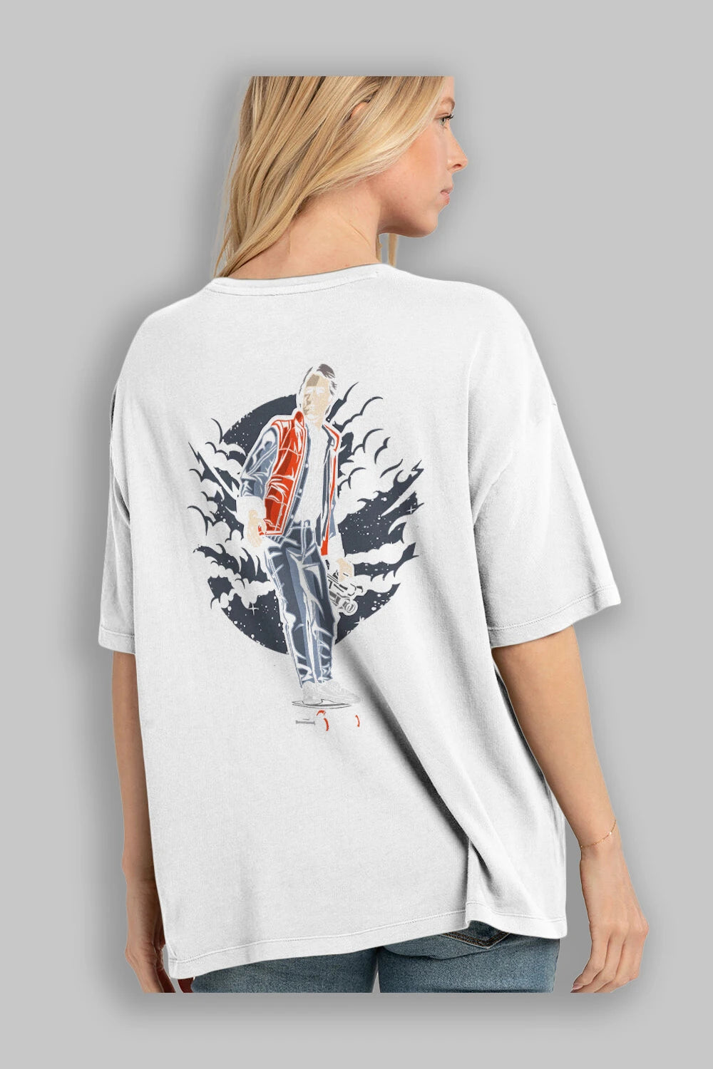 MARTY Arka Baskılı Oversize t-shirt Erkek Kadın Unisex %100 Pamuk