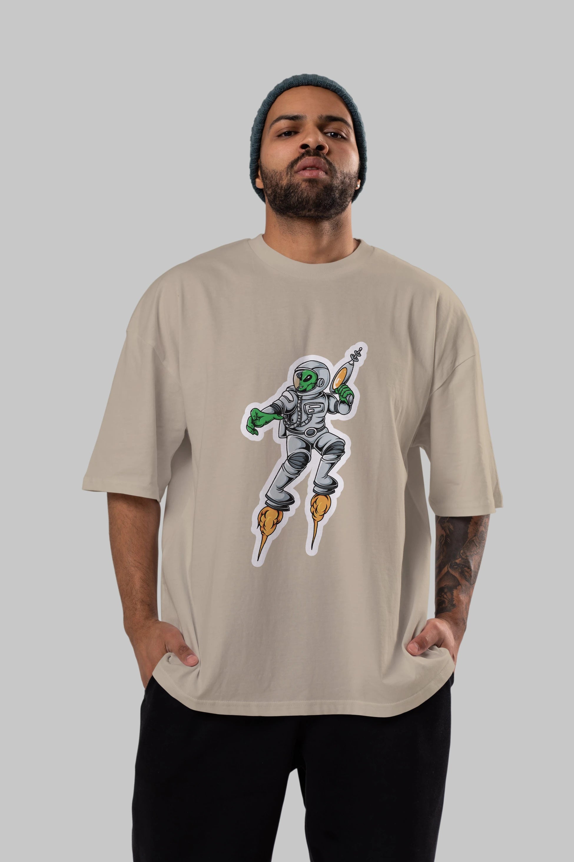 Alien Wars Sticker Ön Baskılı Oversize t-shirt Erkek Kadın Unisex