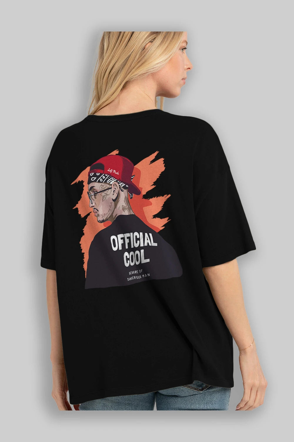 Official Cool Arka Baskılı Oversize t-shirt Erkek Kadın Unisex
