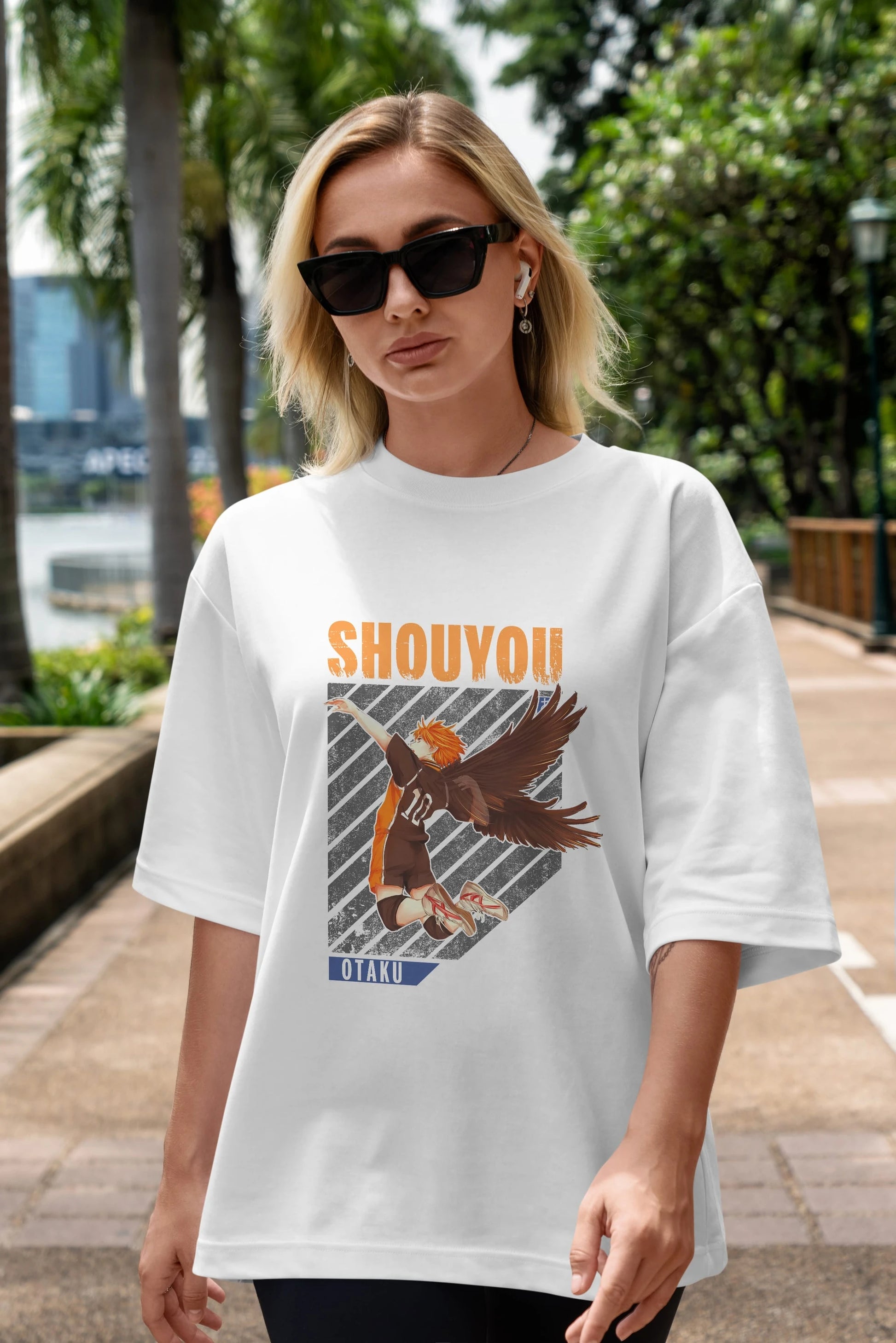 Shouyou Hinata 10 Anime Ön Baskılı Oversize t-shirt %100 pamuk Erkek Kadın Unisex