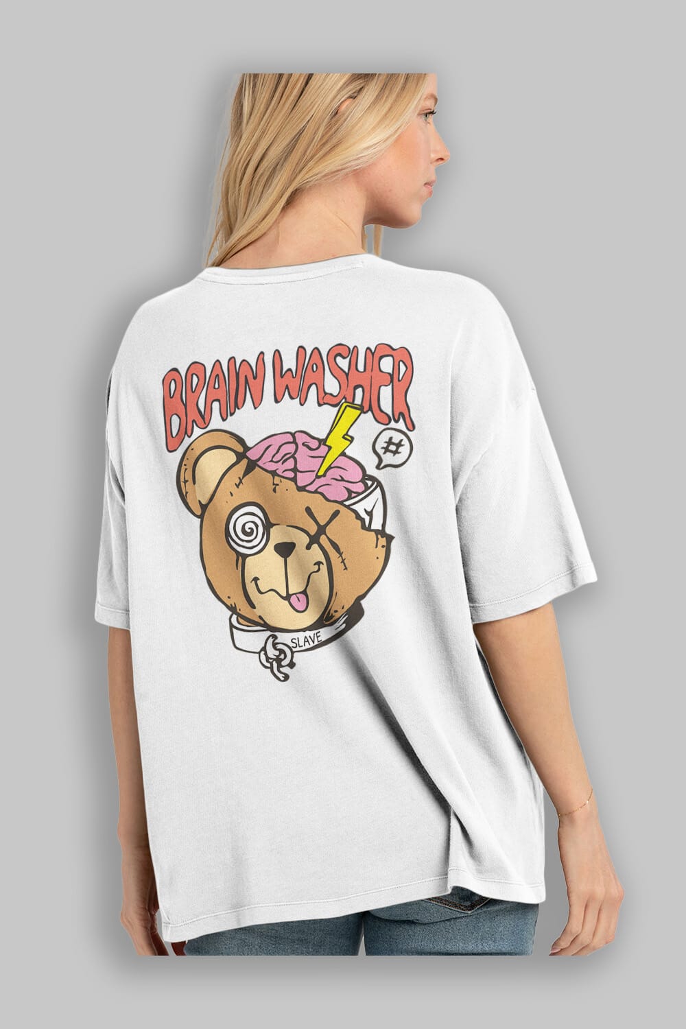 Brain Washer Arka Baskılı Oversize t-shirt Erkek Kadın Unisex