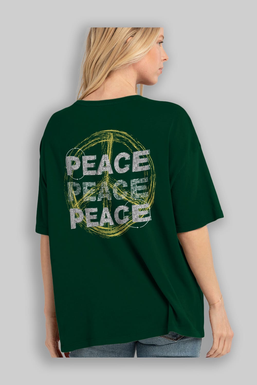 Peace Yazılı Arka Baskılı Oversize t-shirt Erkek Kadın Unisex