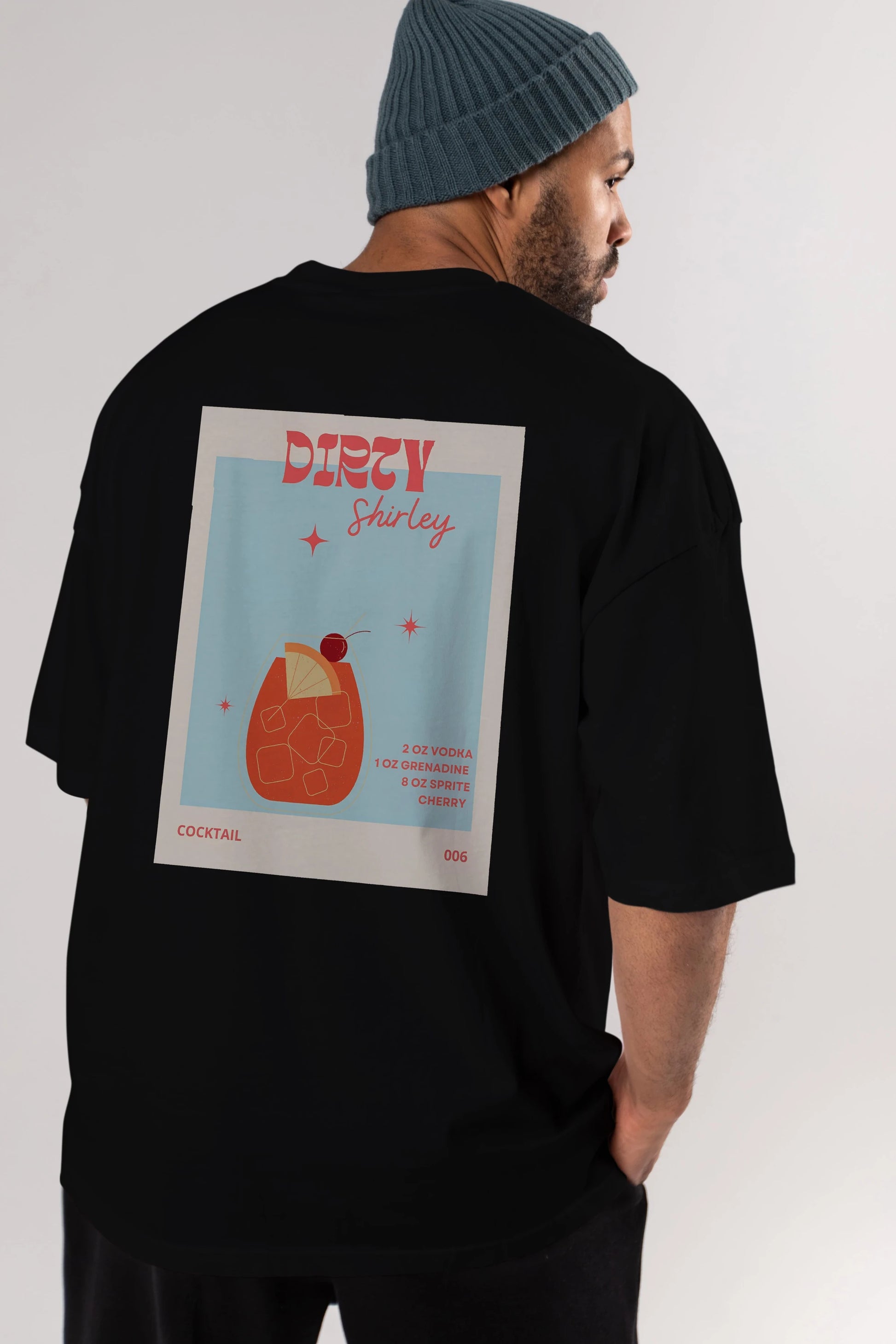 Dirty Shirley Arka Baskılı Oversize t-shirt Erkek Kadın Unisex %100 Pamuk Bisiklet Yaka tişort